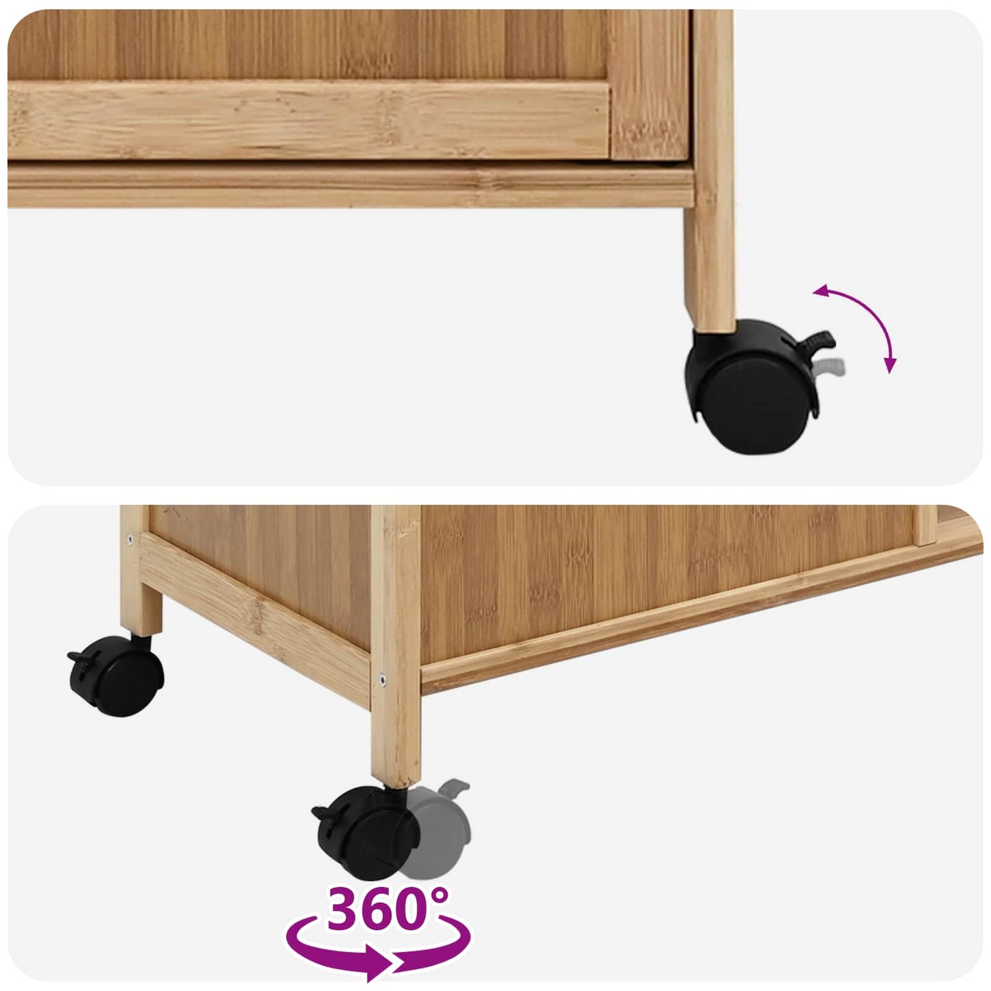 Kitchen Trolley with Wheels Natural 90.5 x 36 x 86.5 cm Bamboo