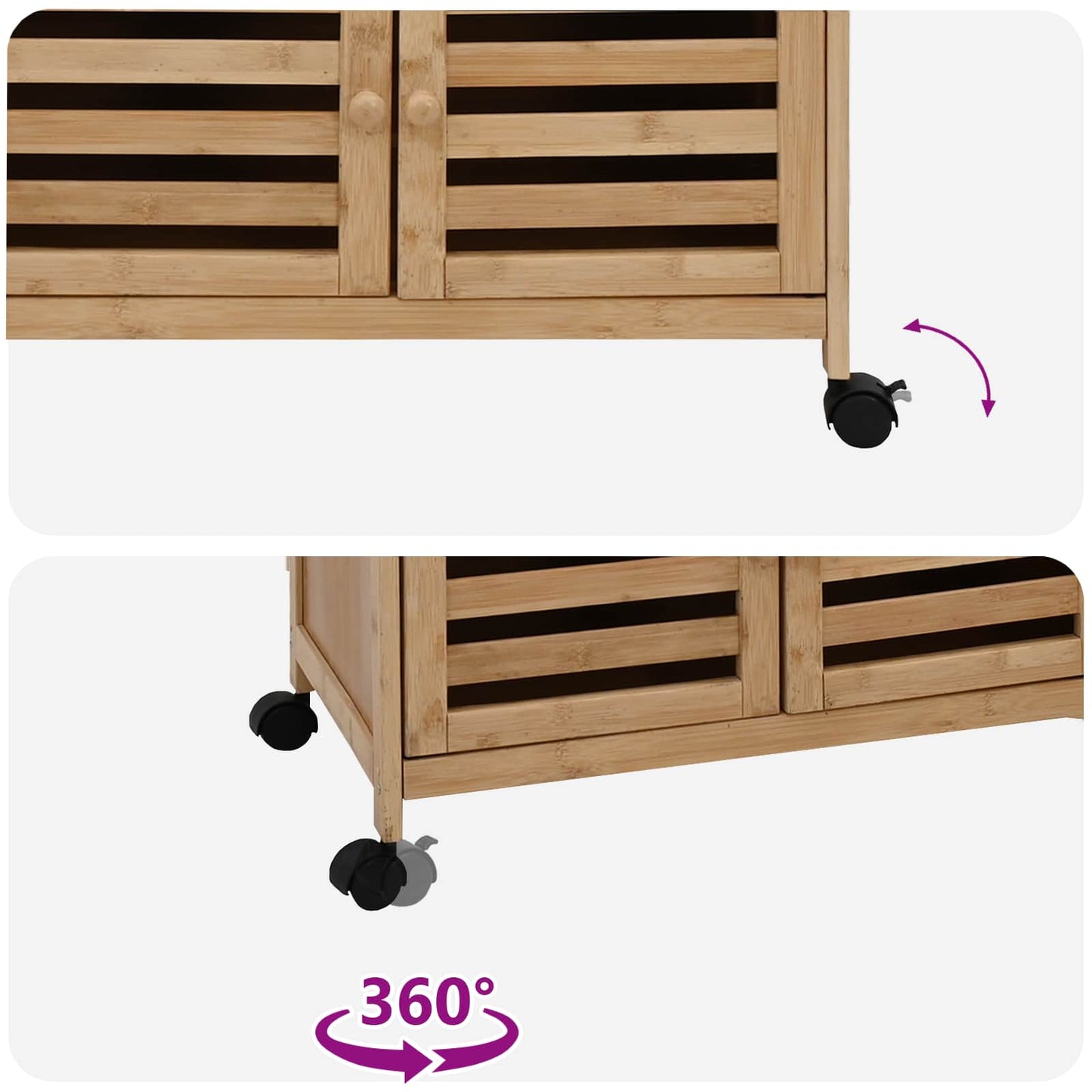 Kitchen Trolley with Wheels Natural 59.5 x 36 x 82 cm Bamboo