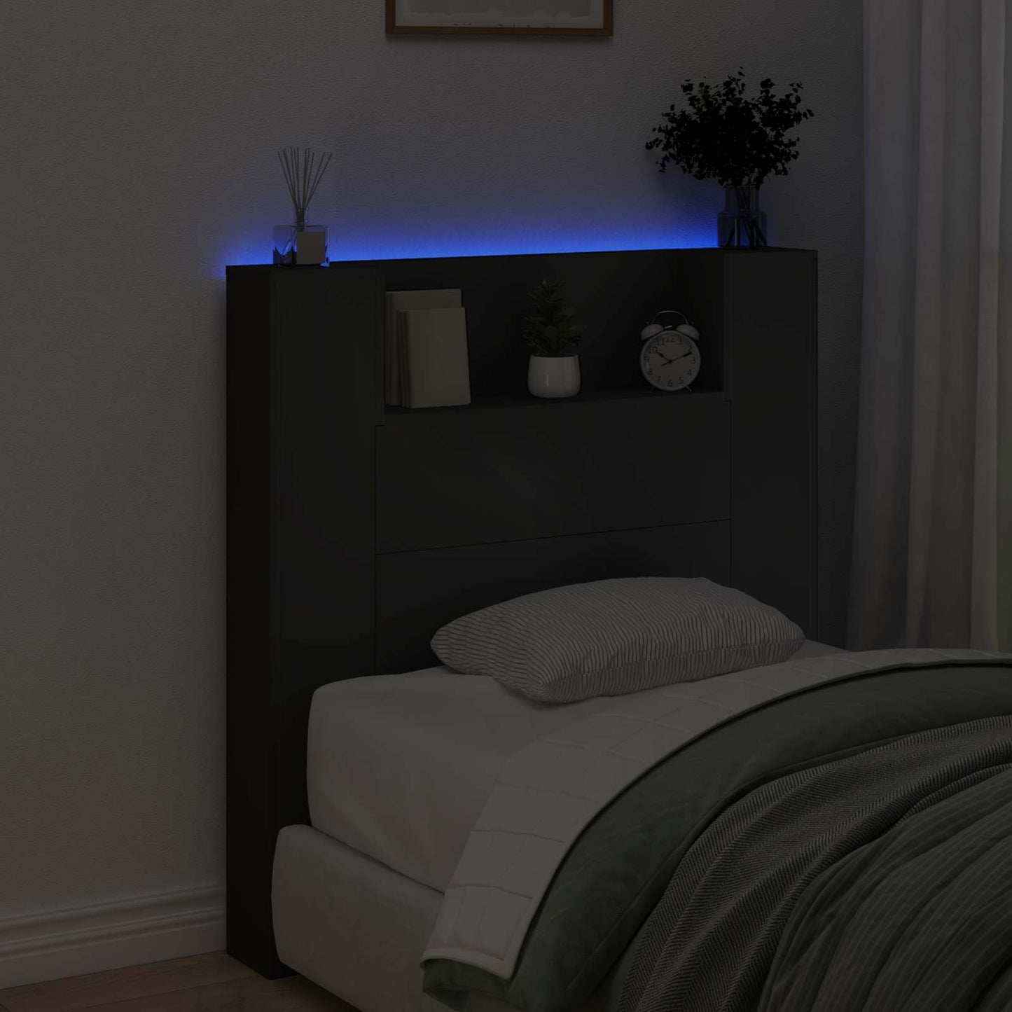 Headboard Black 100 x 16.5 x 103.5 cm Engineered Wood