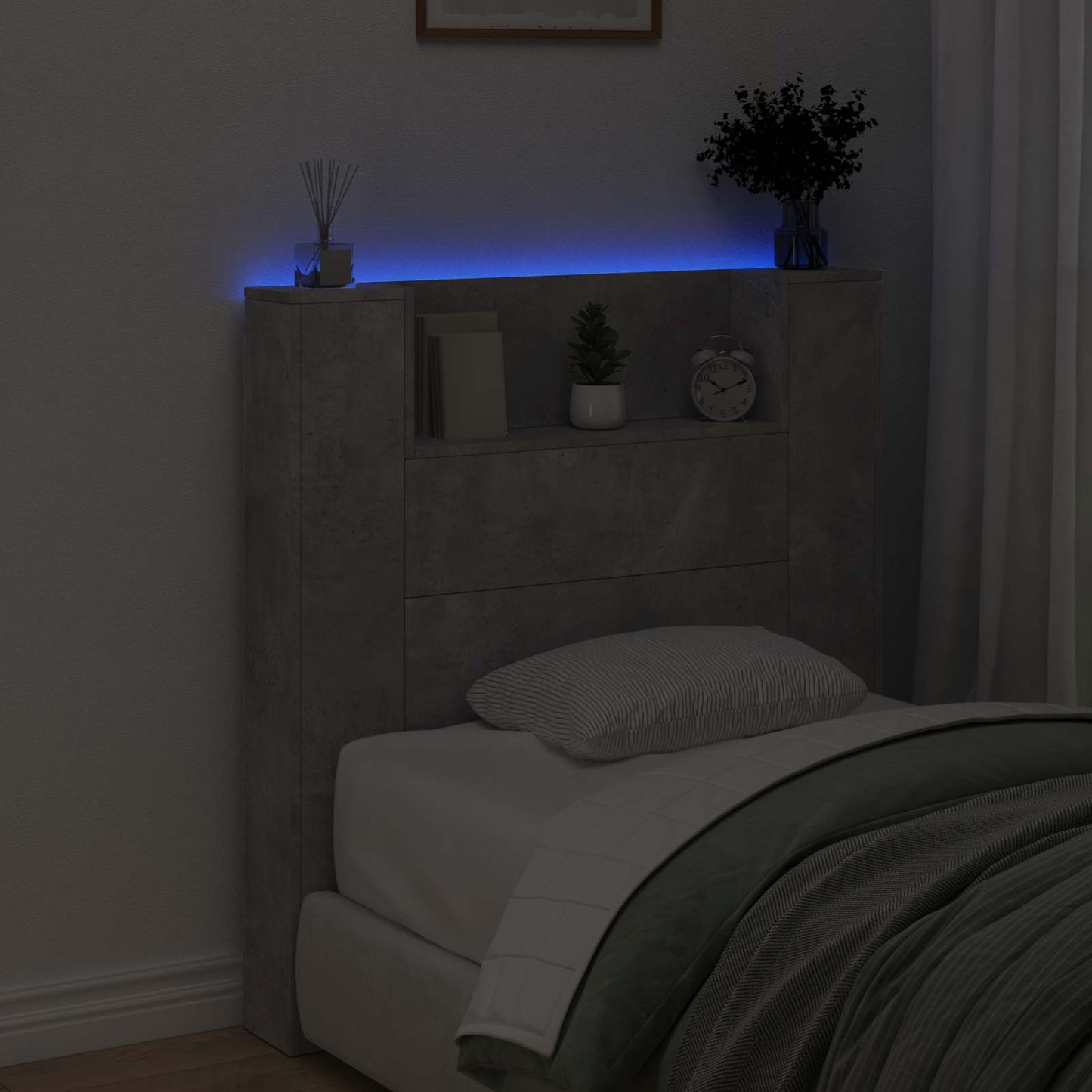 Headboard Concrete Grey 100 x 16.5 x 103.5 cm Engineered Wood