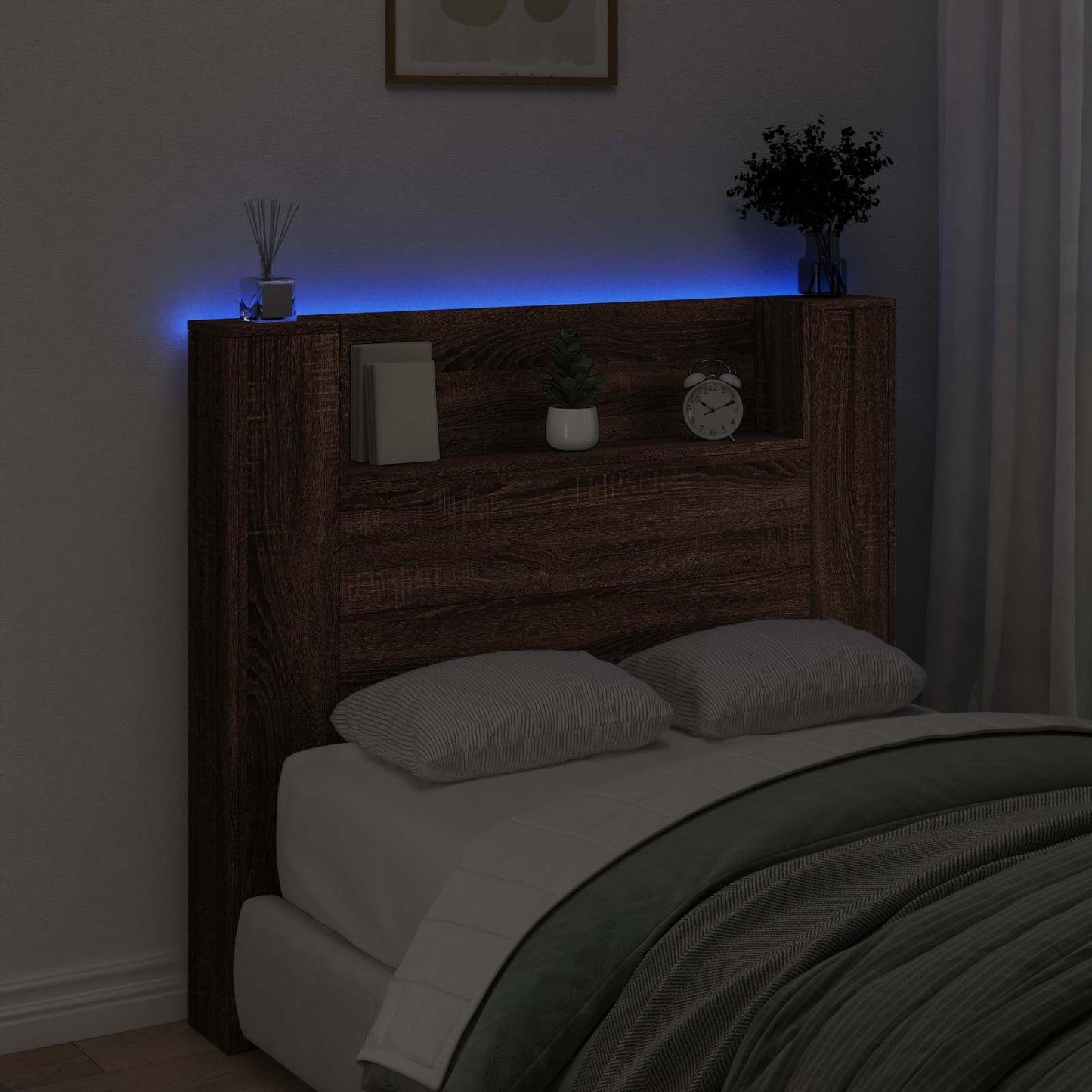 Headboard Brown Oak 120 x 16.5 x 103.5 cm Engineered Wood