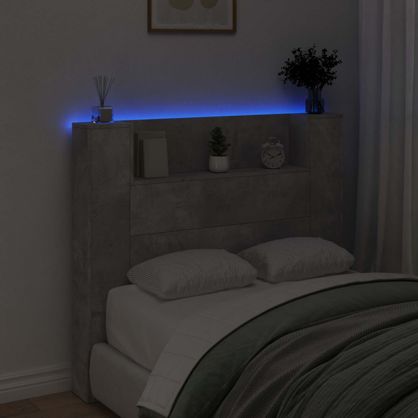 Headboard Concrete Grey 120 x 16.5 x 103.5 cm Engineered Wood