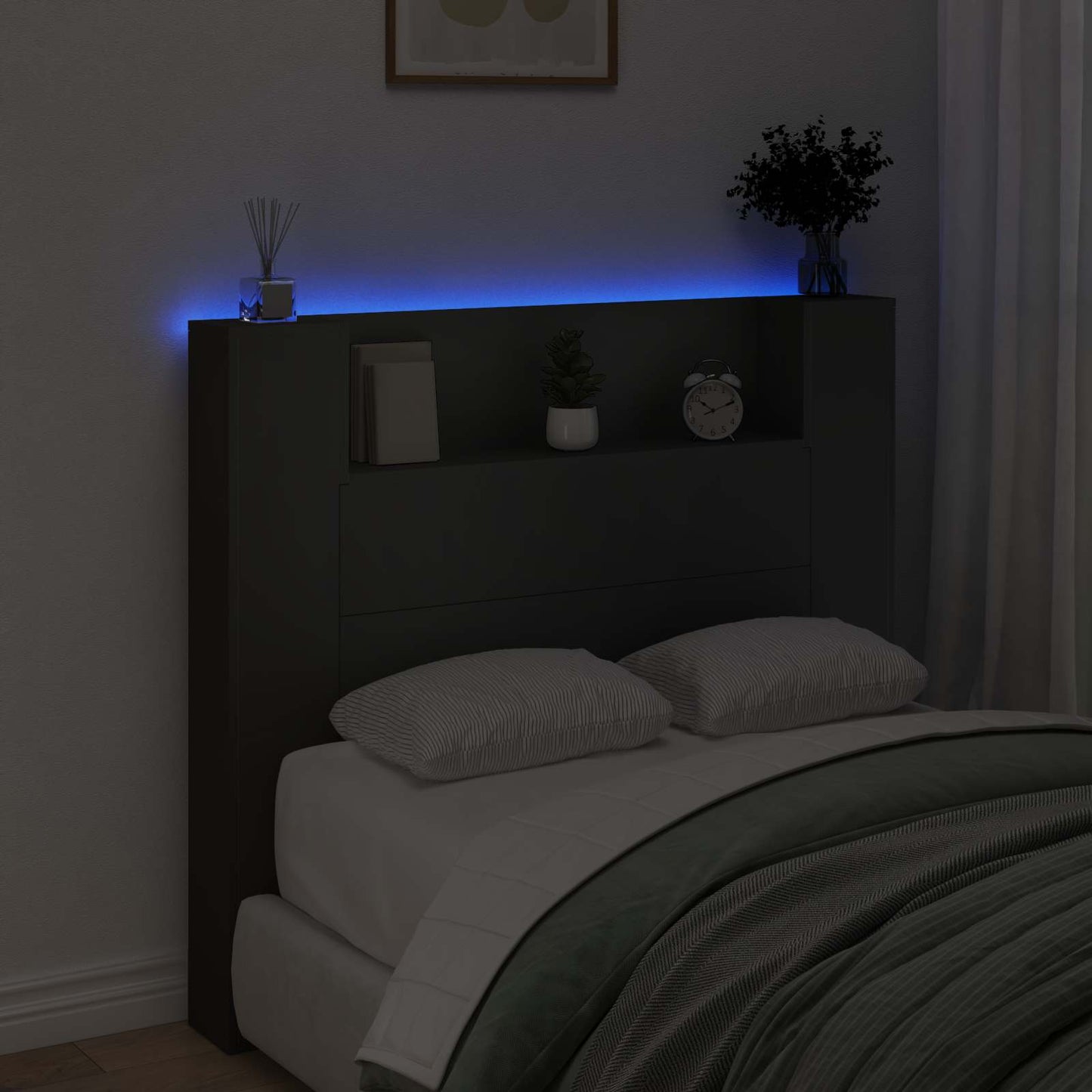 Headboard Black Engineered Wood