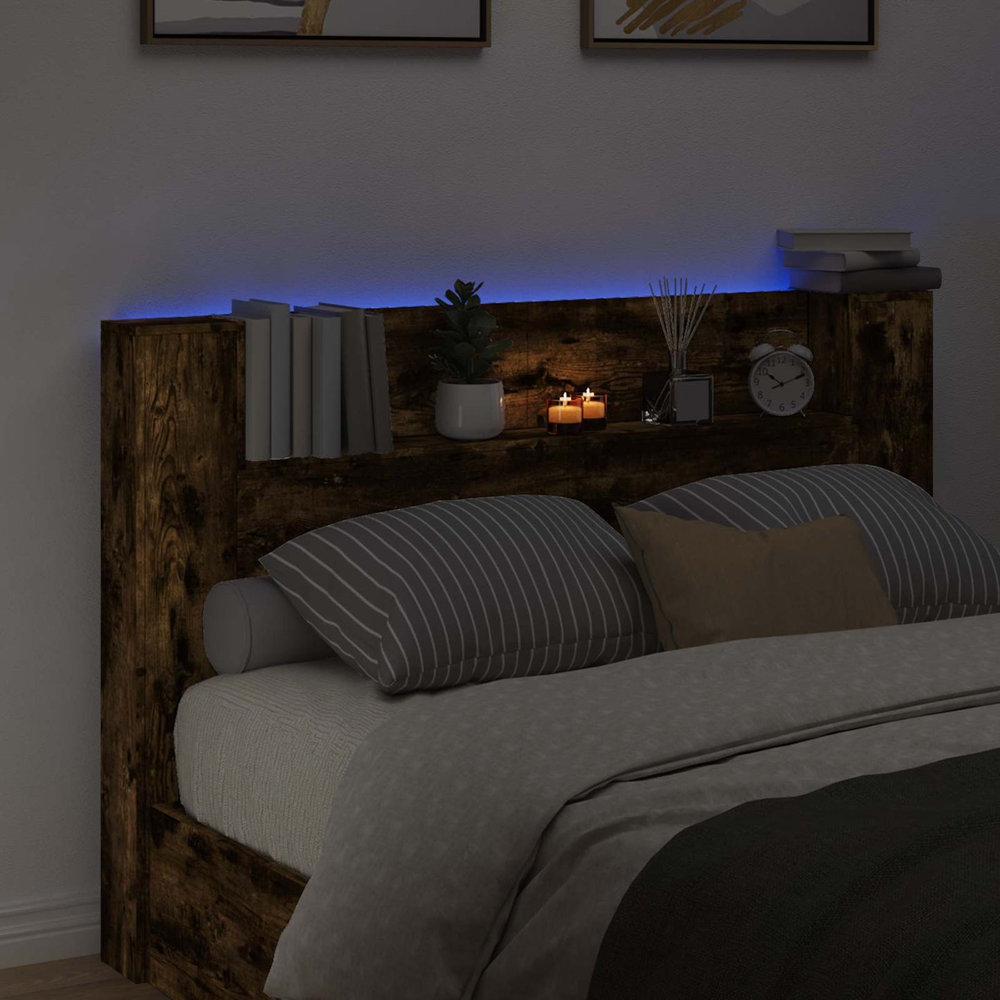 Headboard Smoked Oak 160 x 16.5 x 103.5 cm Engineered Wood