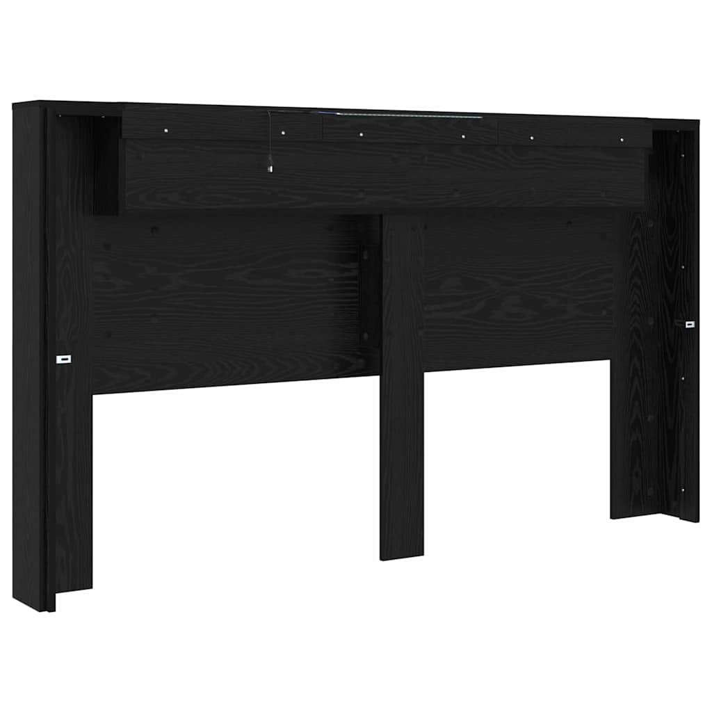 Headboard Black Oak 180 x 17 x 104.5 cm Engineered Wood