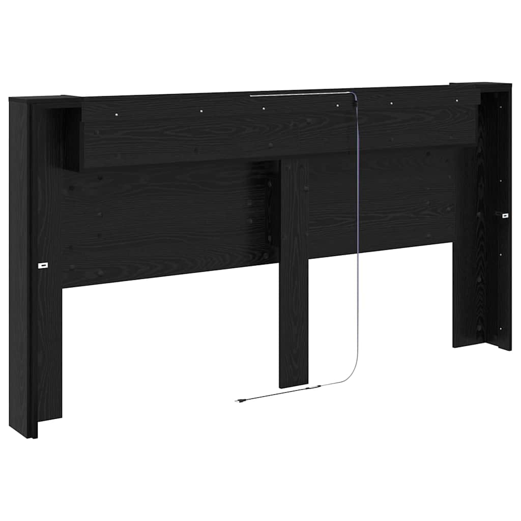 Headboard Black Oak 200 x 15 x 103.5 cm Engineered Wood