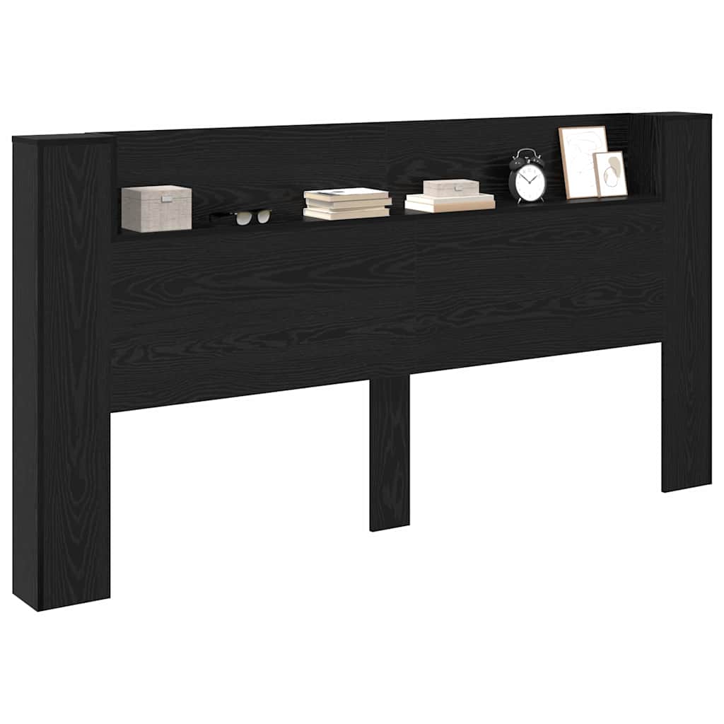 Headboard Black Oak 200 x 15 x 103.5 cm Engineered Wood