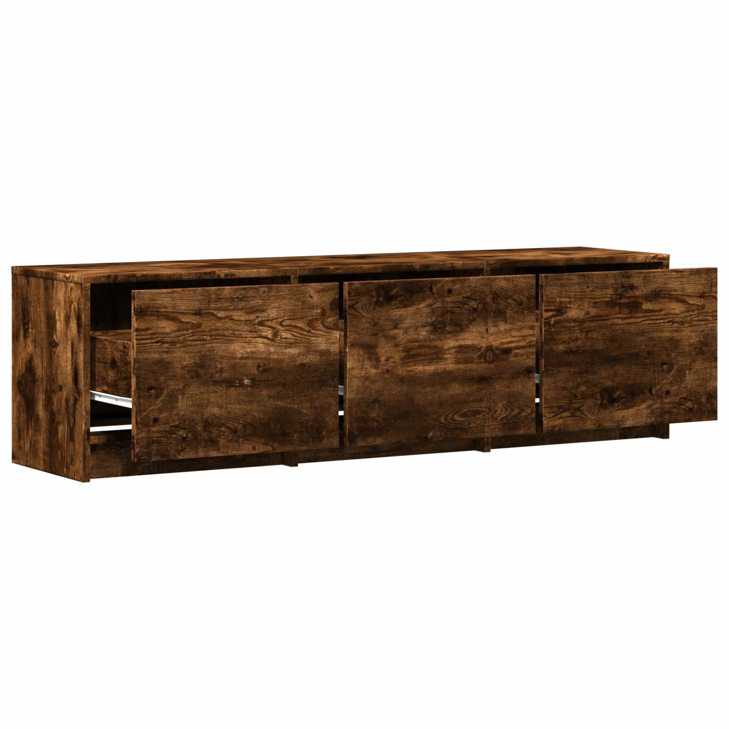 TV Cabinet with LED Smoked Oak 140 x 34 x 40 cm Engineered Wood