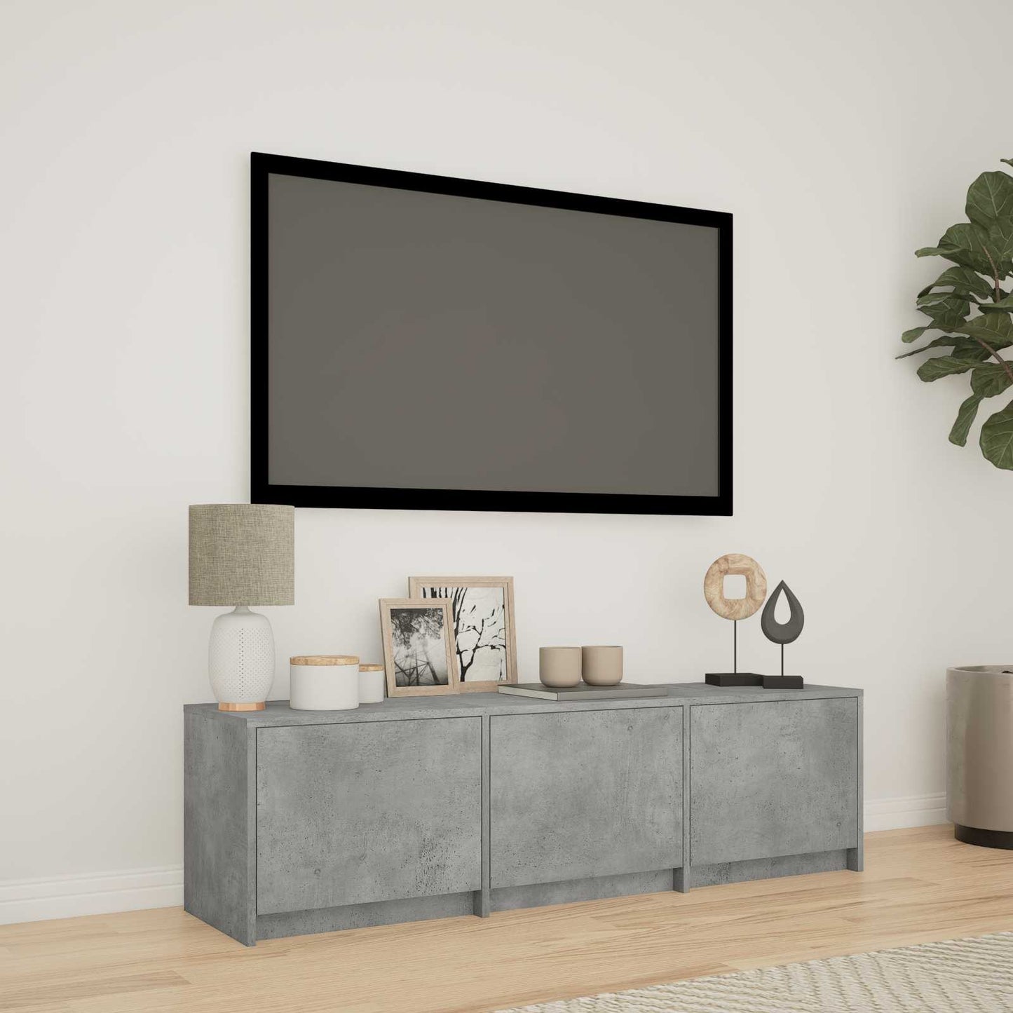 TV Cabinet with LED with LED Concrete Grey 140 x 34 x 40 cm