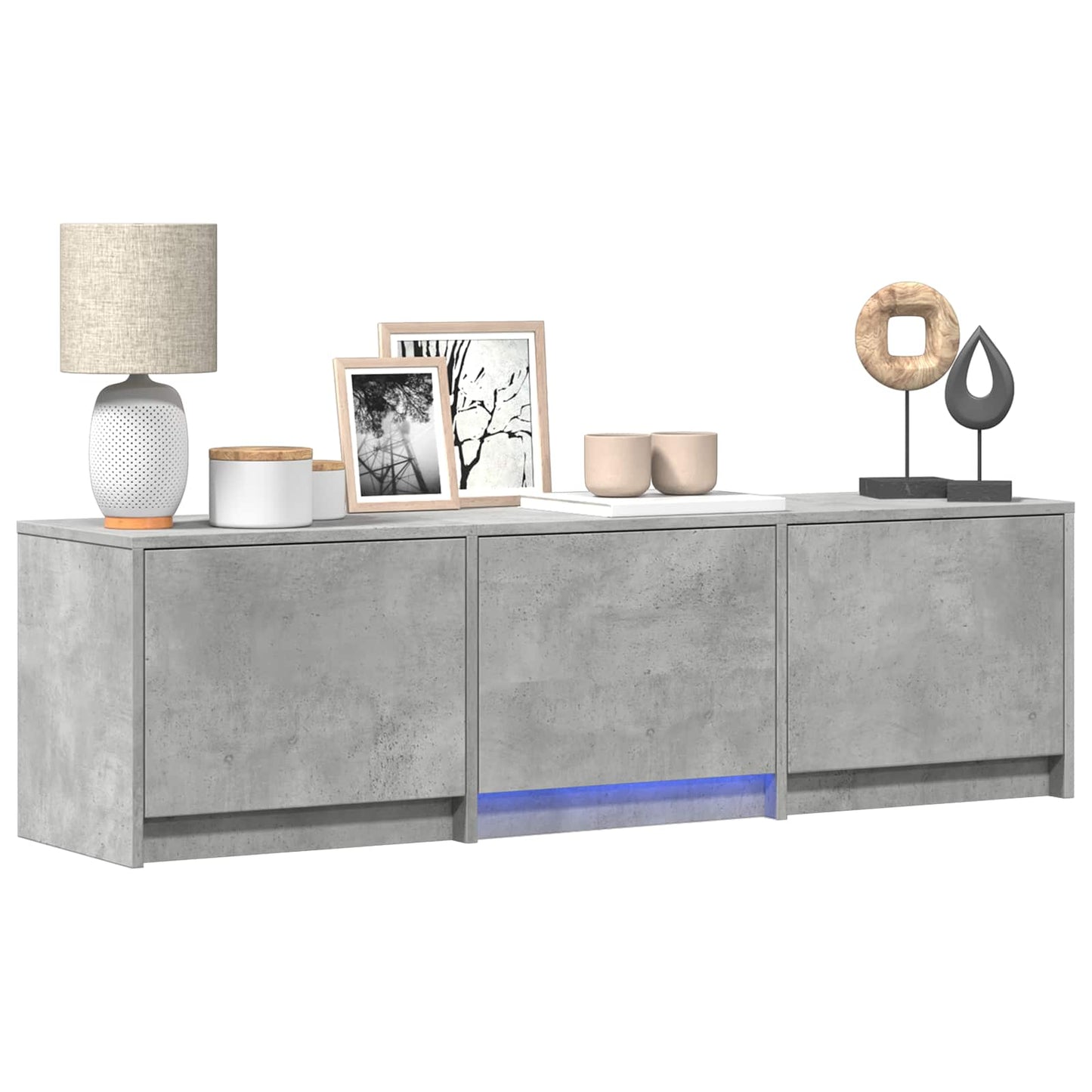 TV Cabinet with LED with LED Concrete Grey 140 x 34 x 40 cm