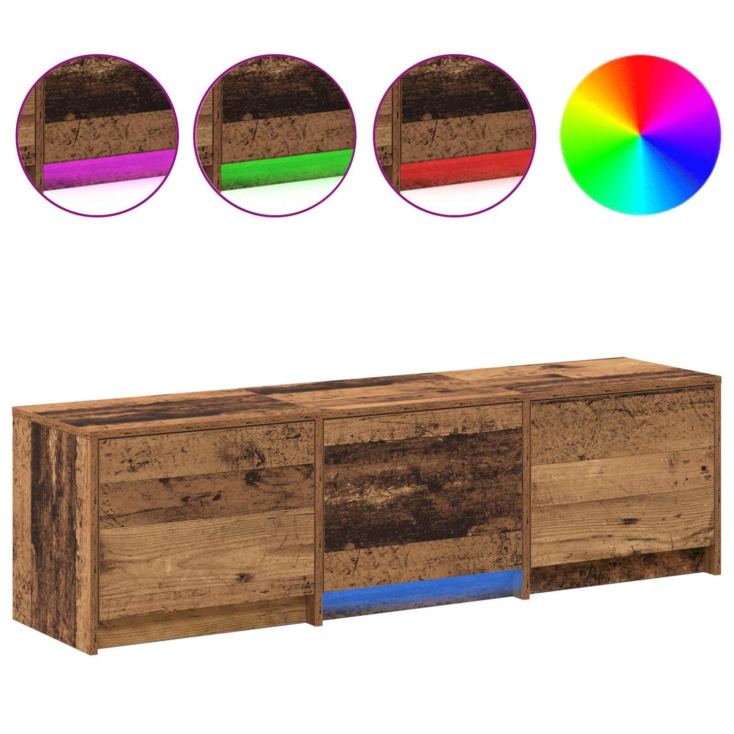 TV Cabinet with LED Old Wood 140 x 34 x 40 cm Engineered Wood
