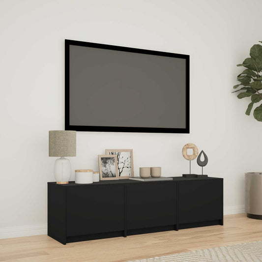 TV Cabinet with LED Black 140 x 34 x 40 cm Engineered Wood