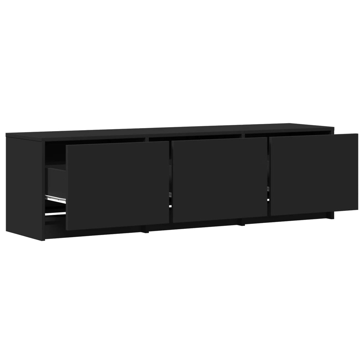 TV Cabinet with LED 140 x 34 x 40 cm Black Engineered Wood