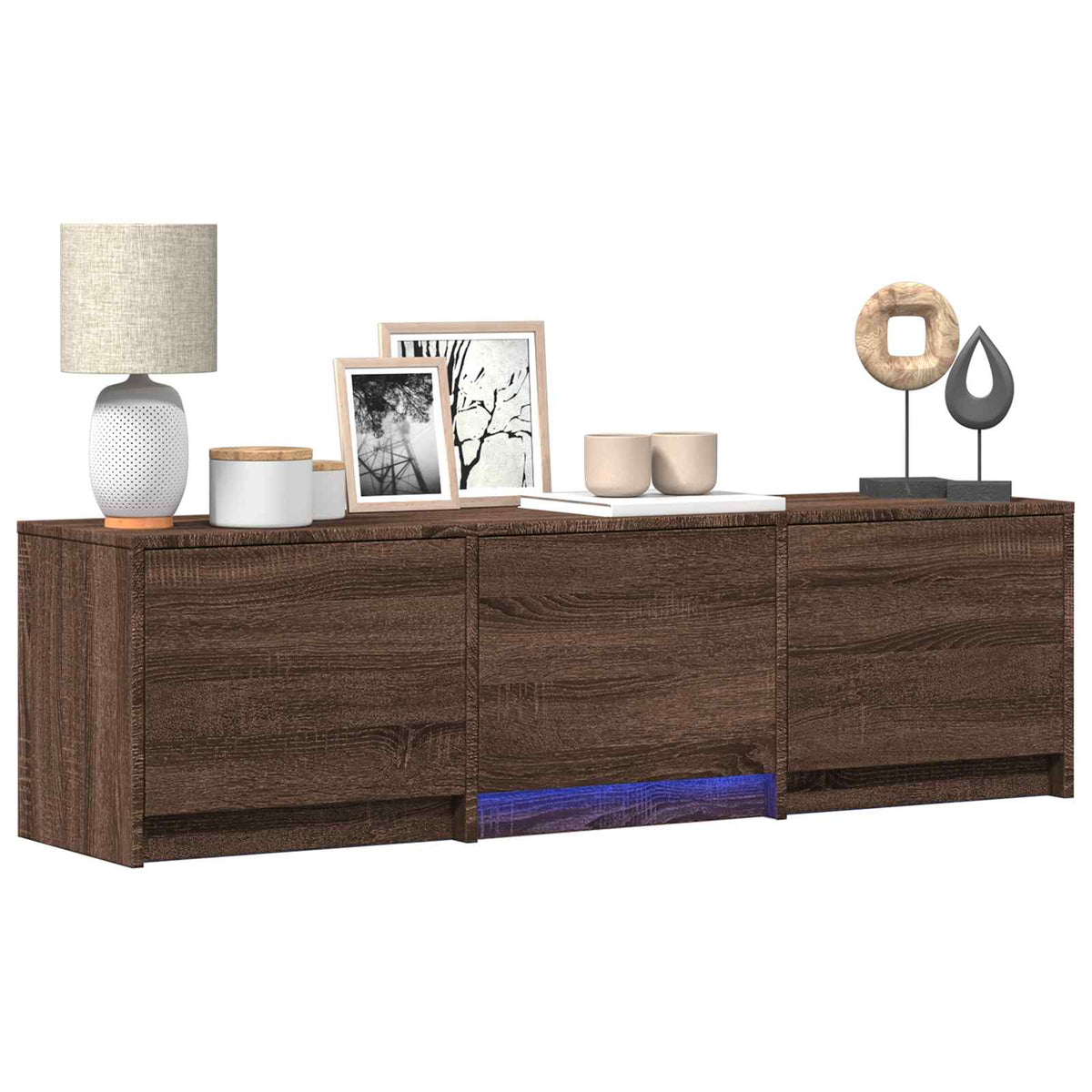 TV Cabinet with LED 140 x 34 x 40 cm Brown Oak Engineered Wood