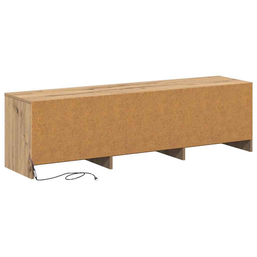TV Cabinet with LED with Drawer Artisian Oak 140 x 34 x 40 cm
