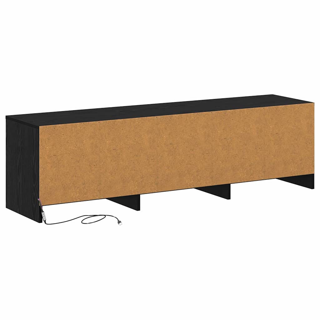 TV Cabinet with LED Black Oak 140 x 34 x 40 cm Engineered Wood