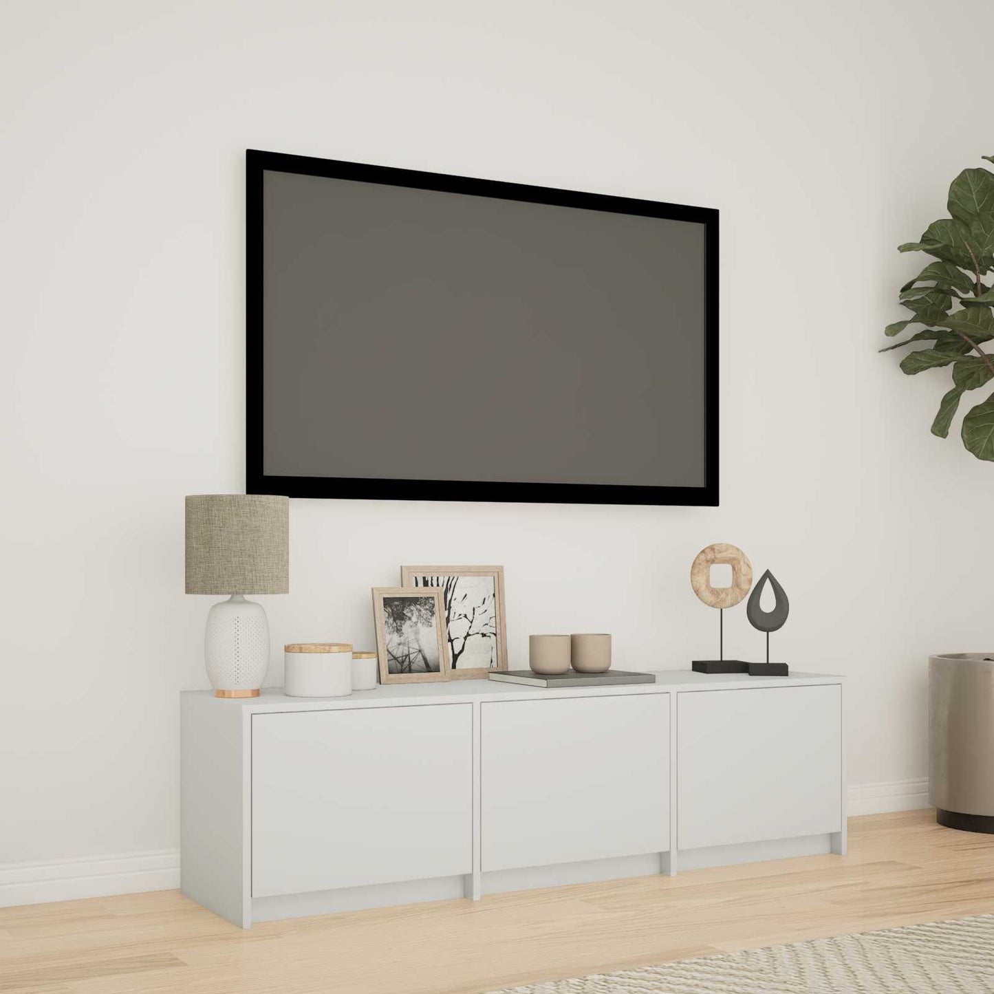 TV Cabinet with LED White 140 x 34 x 40 cm Engineered Wood