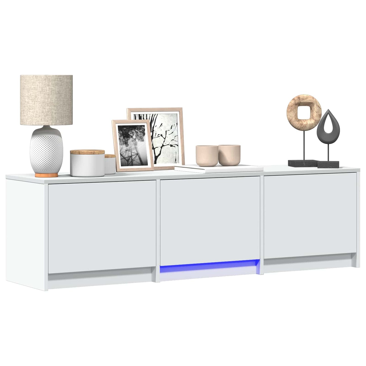 TV Cabinet with LED White 140 x 34 x 40 cm Engineered Wood