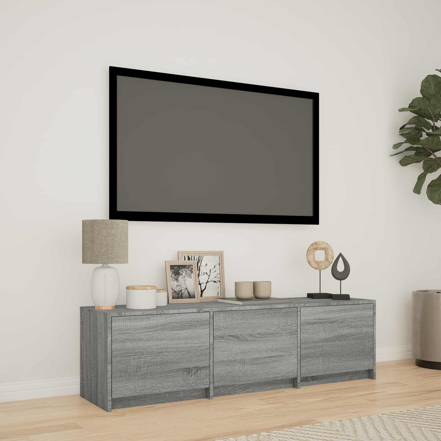 TV Cabinet with LED with LED Grey Sonoma 140 x 34 x 40 cm