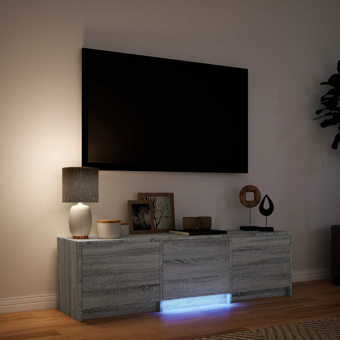 TV Cabinet with LED with LED Grey Sonoma 140 x 34 x 40 cm