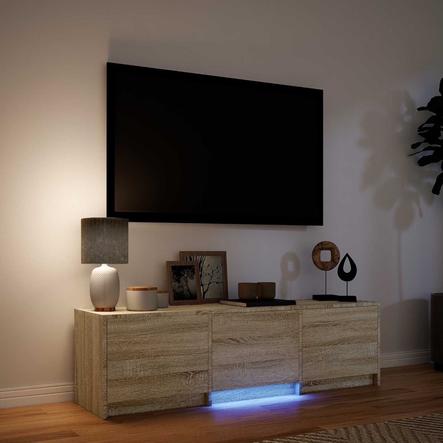 TV Cabinet with LED Sonoma Oak 140 x 34 x 40 cm Engineered Wood