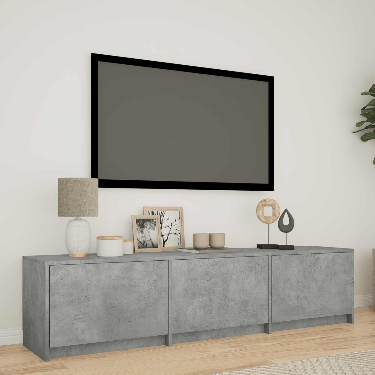 TV Cabinet with LED 165x34x40 cm Concrete Grey Engineered Wood