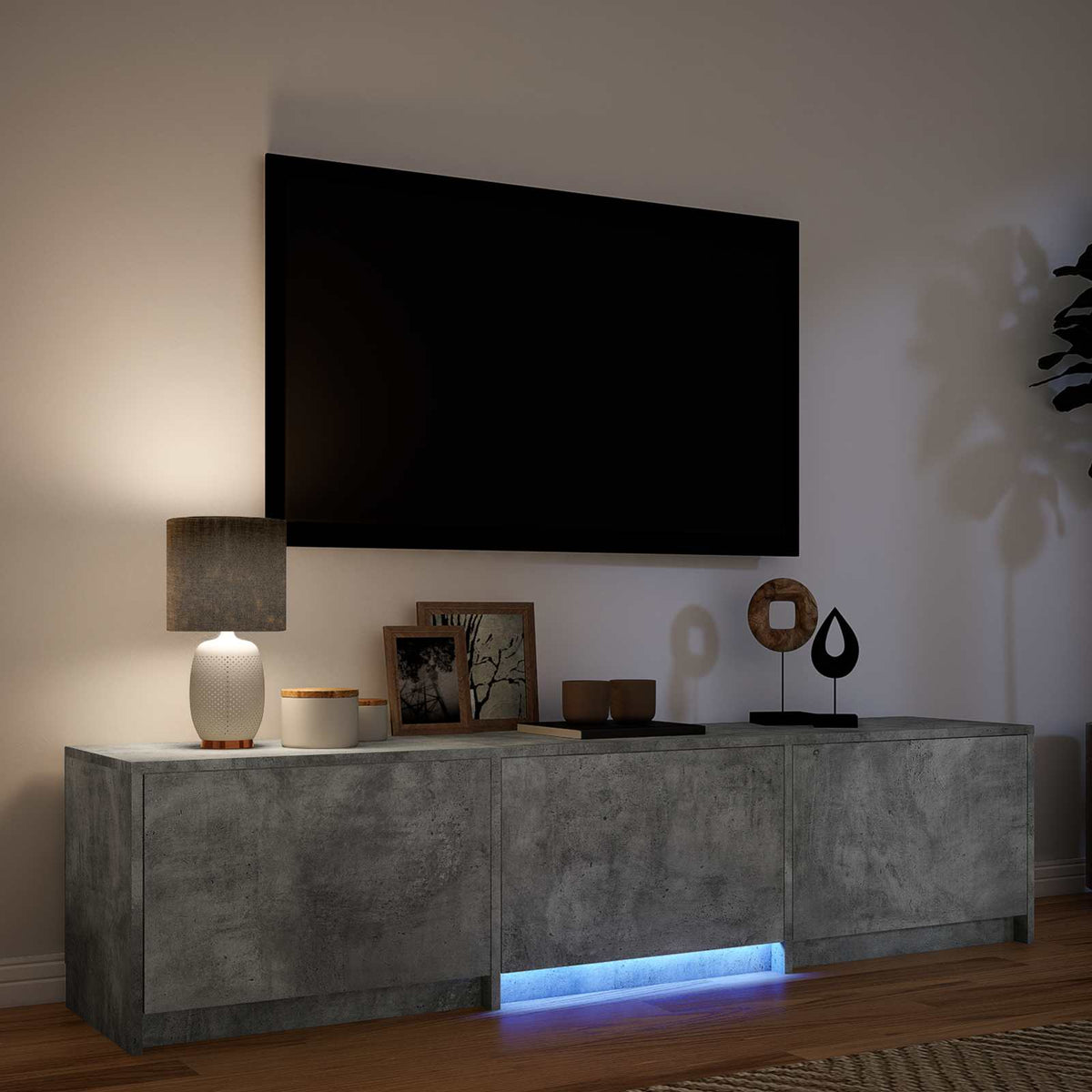 TV Cabinet with LED 165x34x40 cm Concrete Grey Engineered Wood