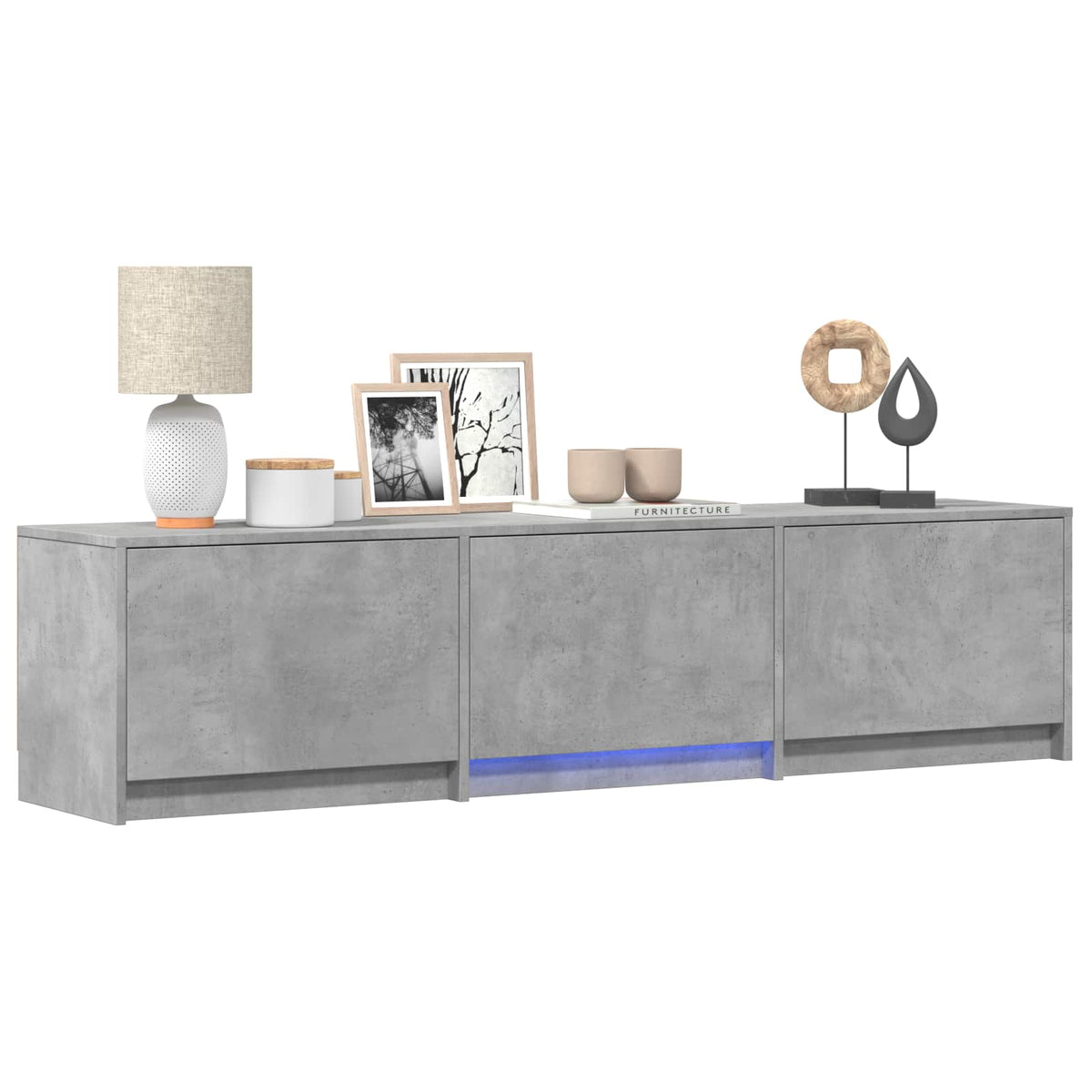 TV Cabinet with LED 165x34x40 cm Concrete Grey Engineered Wood