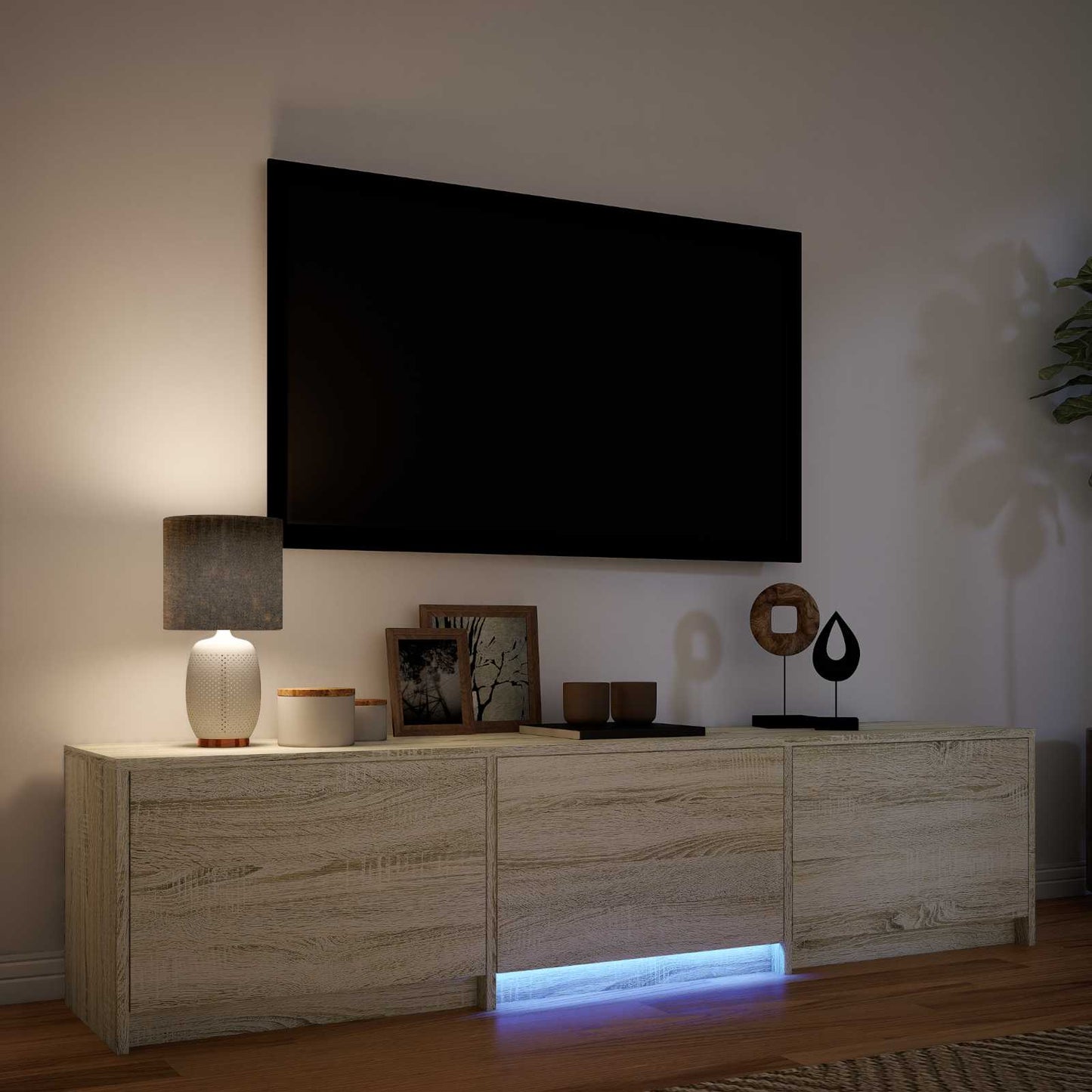 TV Cabinet with LED Sonoma Oak 165 x 34 x 40 cm Engineered Wood
