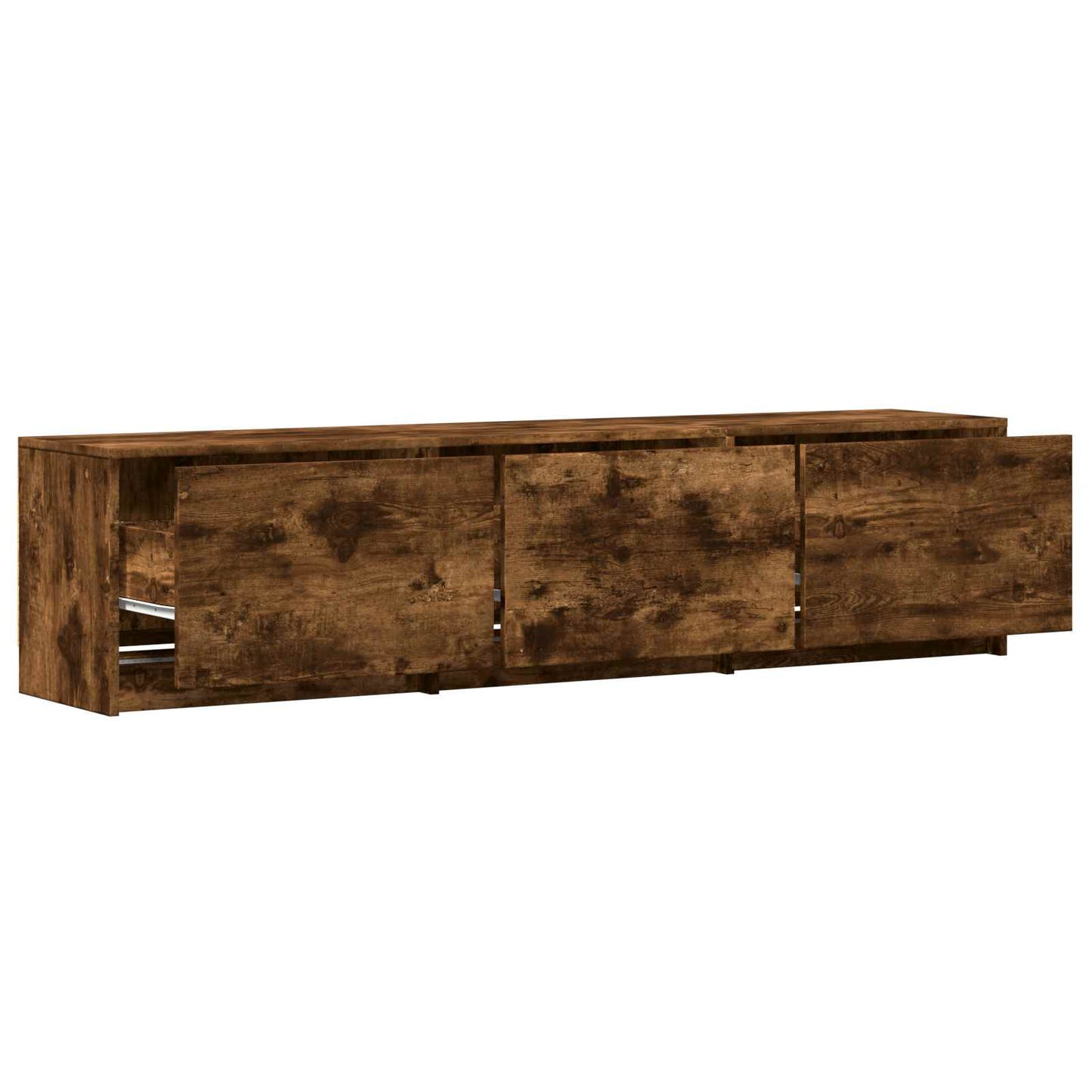 TV Cabinet with LED Smoked Oak 165 x 34 x 40 cm Engineered Wood