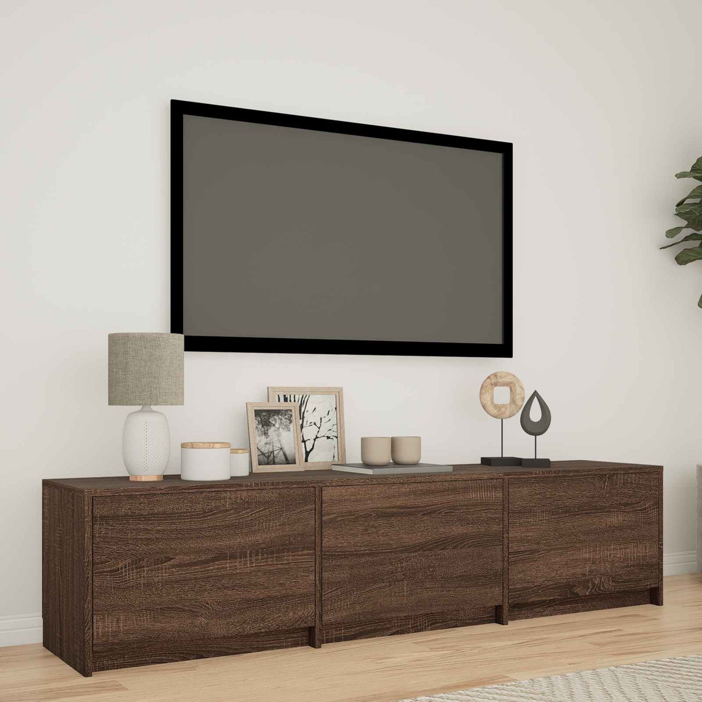 TV Cabinet with LED Brown Oak 165 x 34 x 40 cm Engineered Wood