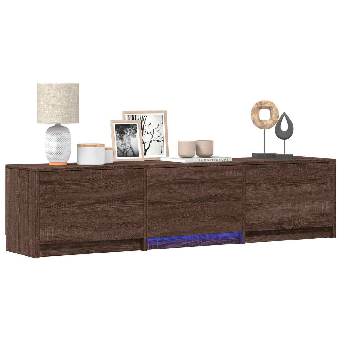 TV Cabinet with LED Brown Oak 165 x 34 x 40 cm Engineered Wood