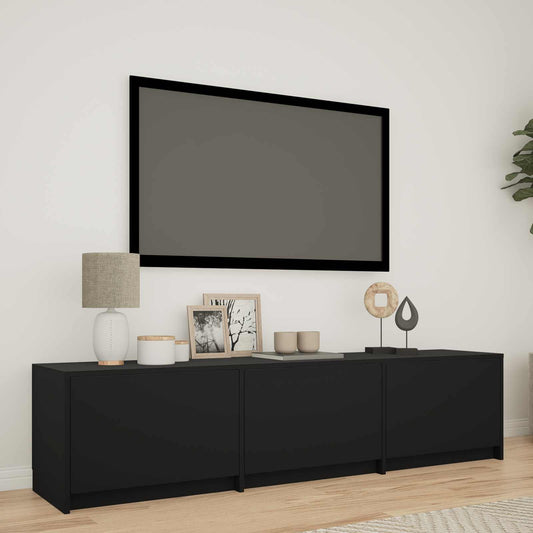 TV Cabinet with LED Black 165 x 34 x 40 cm Engineered Wood