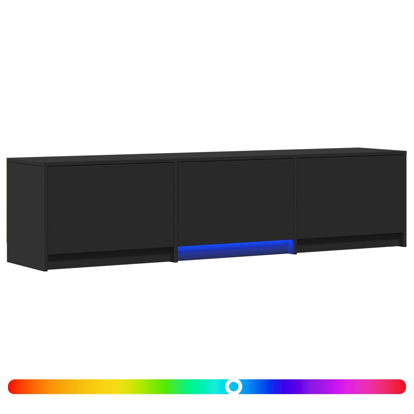 TV Cabinet with LED Black 165 x 34 x 40 cm Engineered Wood