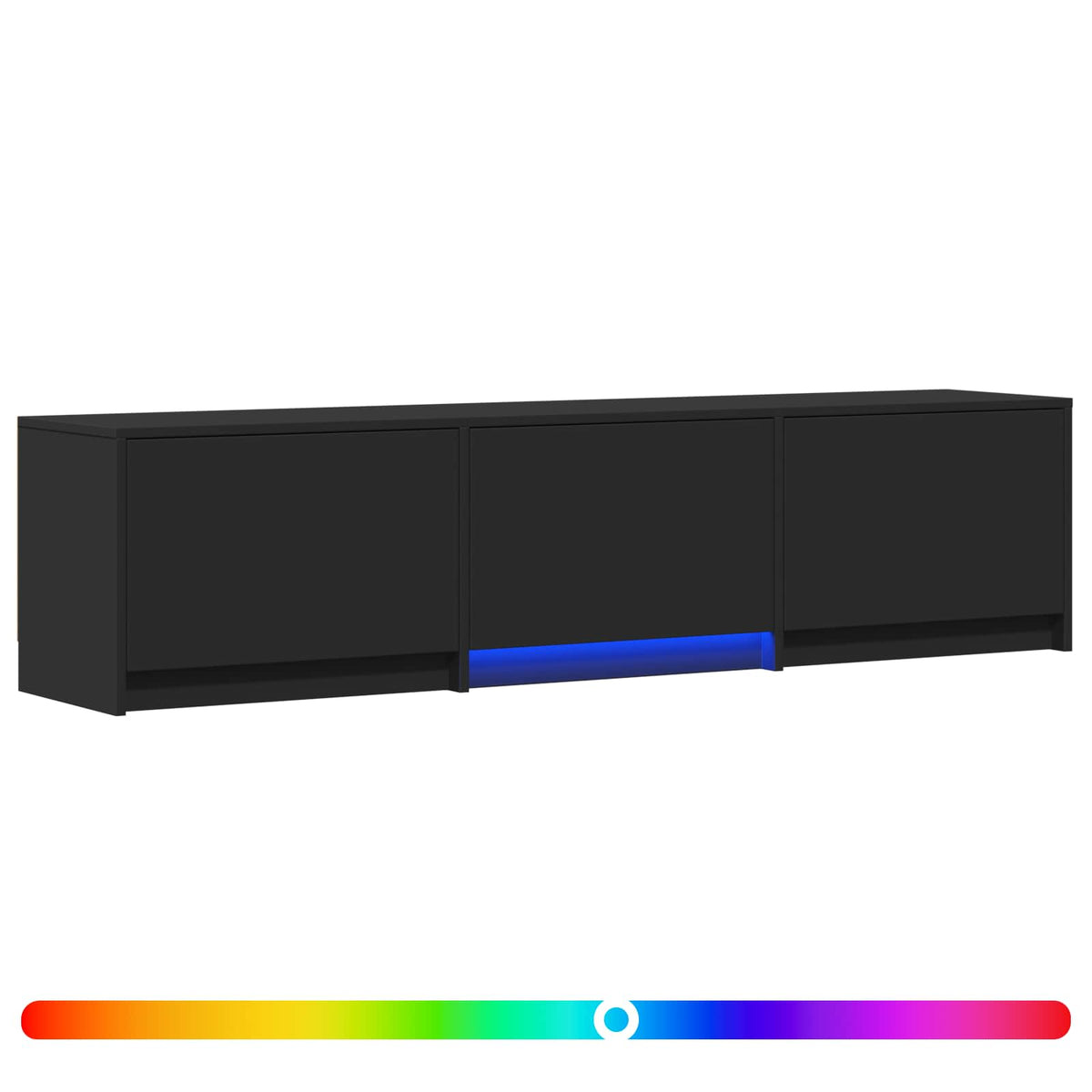 TV Cabinet with LED 165 x 34 x 40 cm Black Engineered Wood