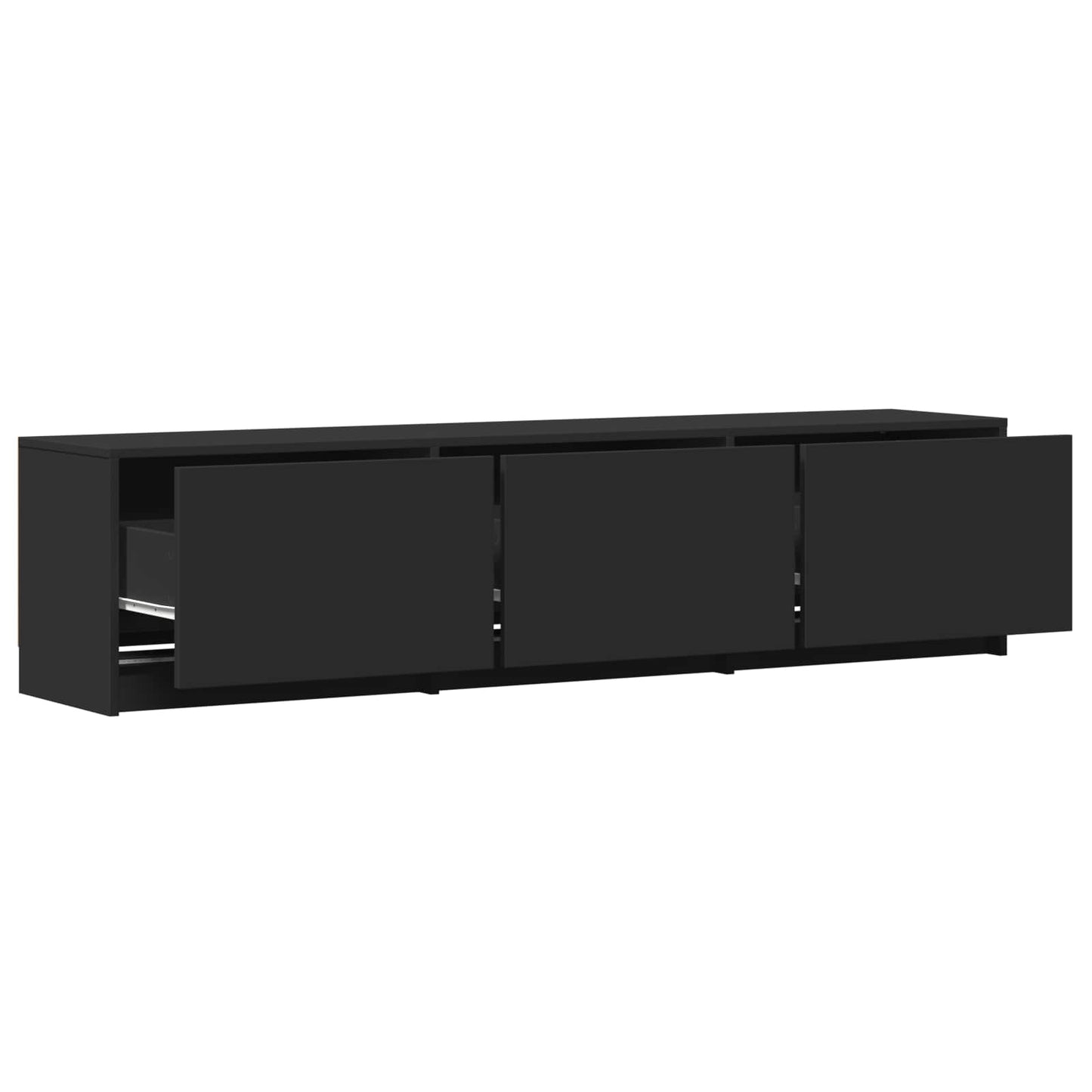 TV Cabinet with LED Black 165 x 34 x 40 cm Engineered Wood