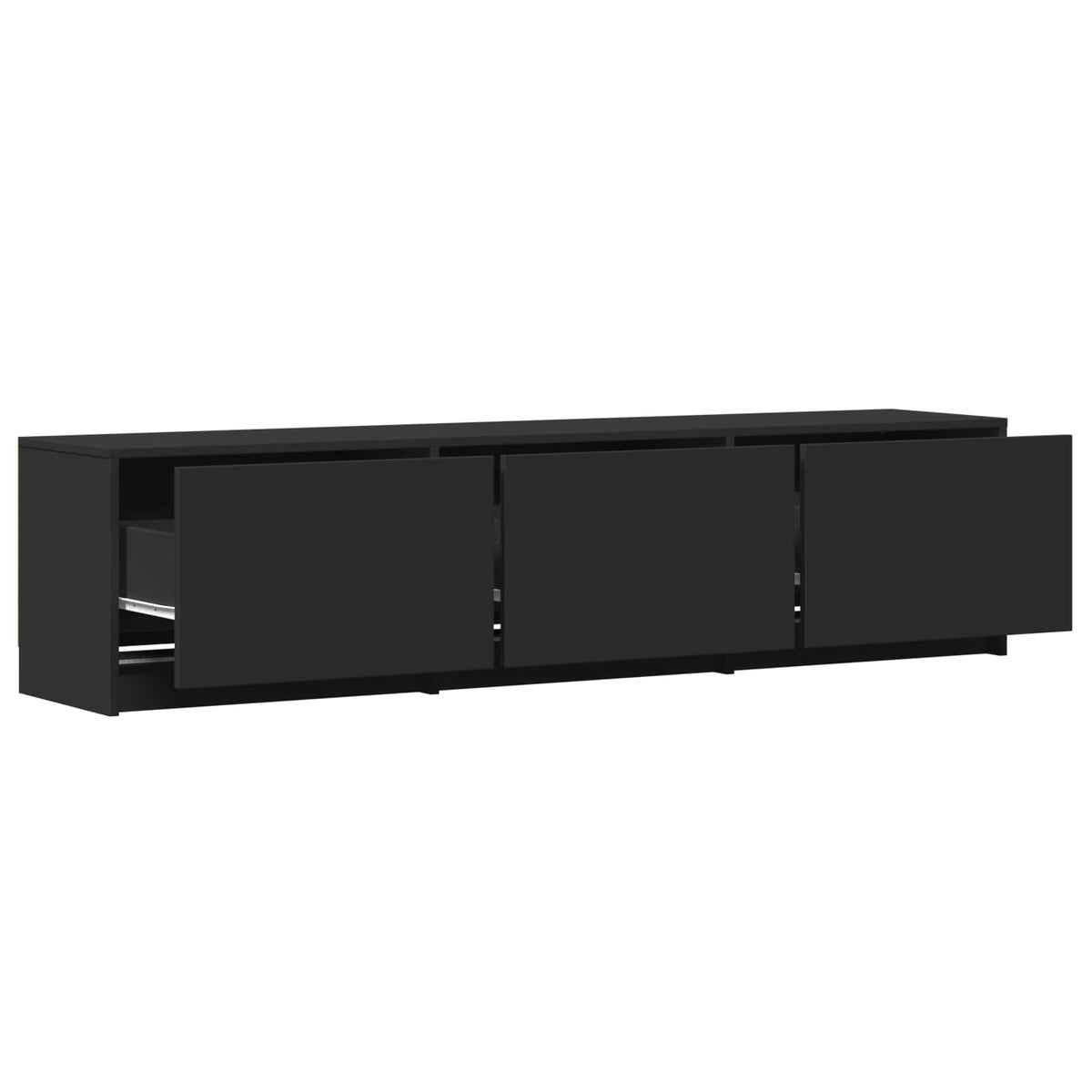 TV Cabinet with LED 165 x 34 x 40 cm Black Engineered Wood
