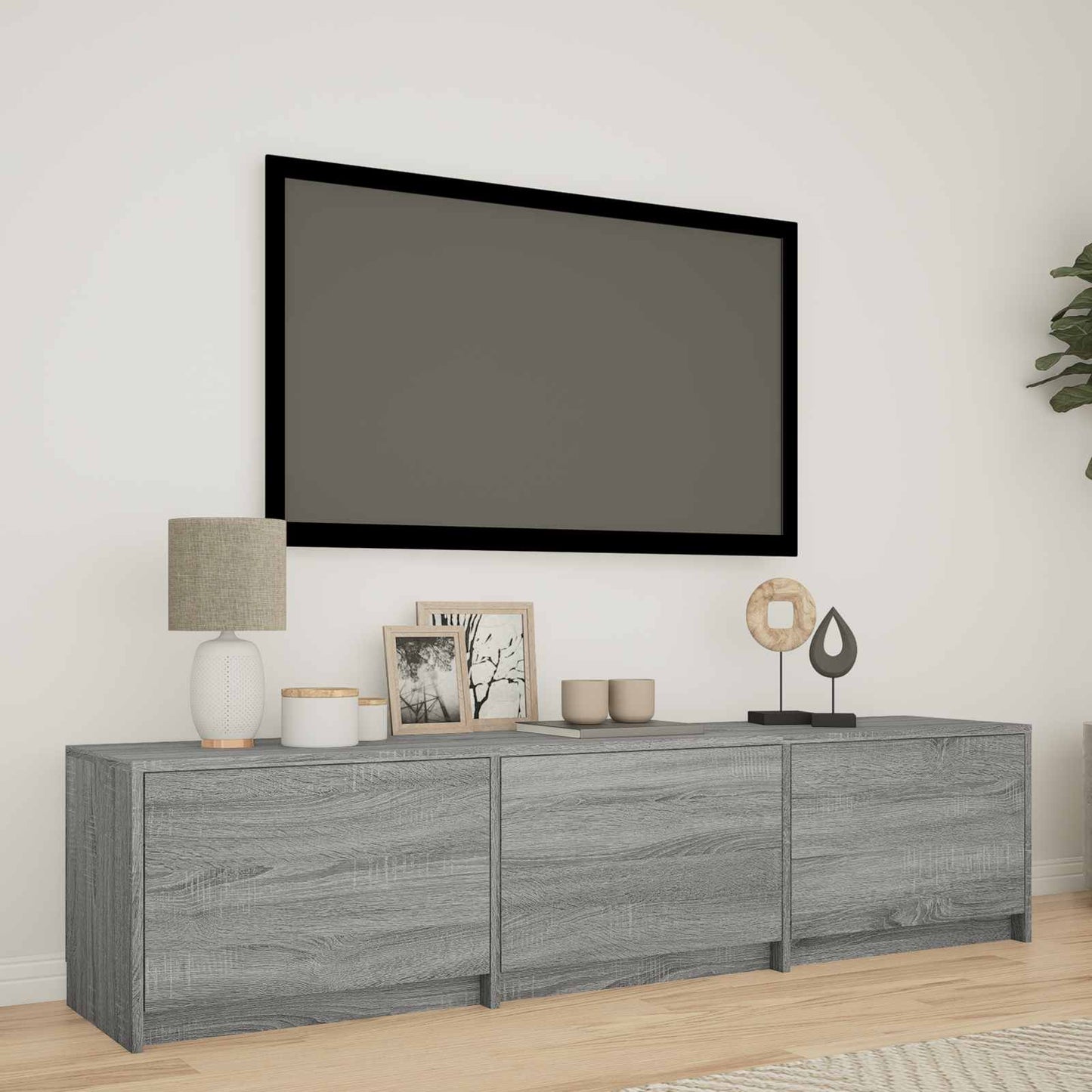 TV Cabinet with LED with LED Grey Sonoma 165 x 34 x 40 cm