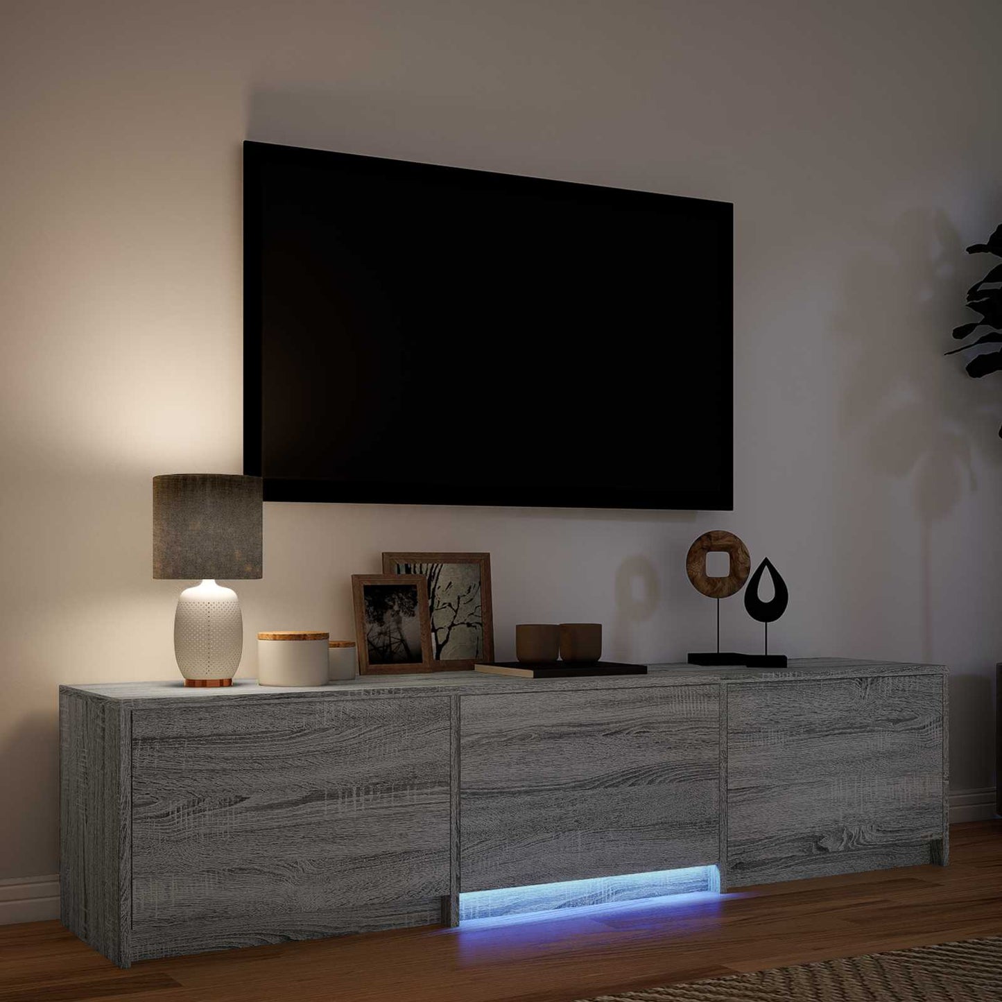 TV Cabinet with LED with LED Grey Sonoma 165 x 34 x 40 cm