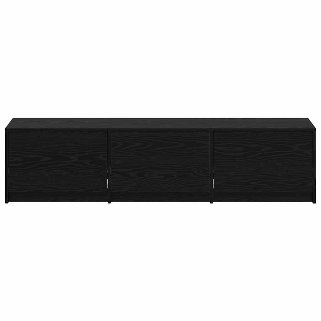 TV Cabinet with LED Black Oak 165 x 34 x 40 cm Engineered Wood