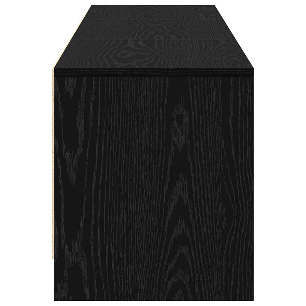 TV Cabinet with LED Black Oak 165 x 34 x 40 cm Engineered Wood