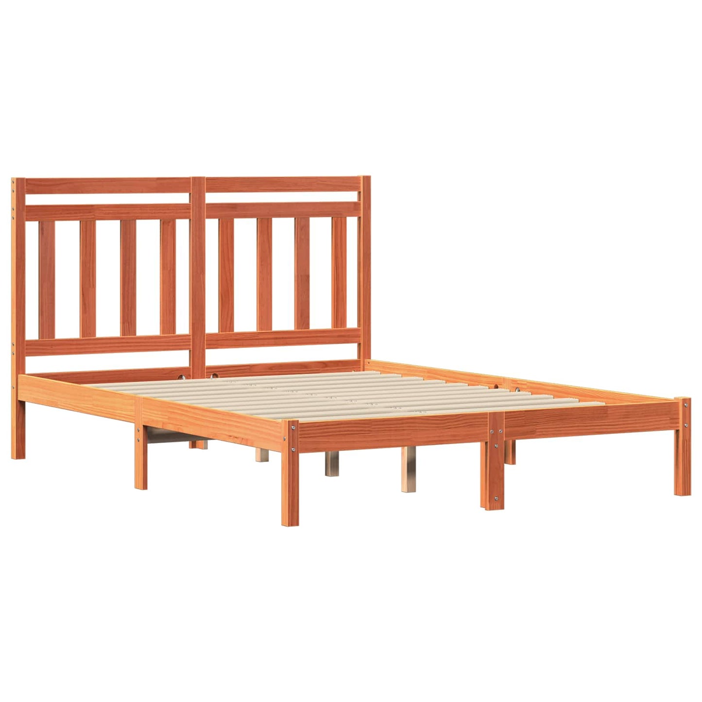 Bed Frame Wax Brown 205.5 x 145.5 x 100 cm Solid Pine Wood