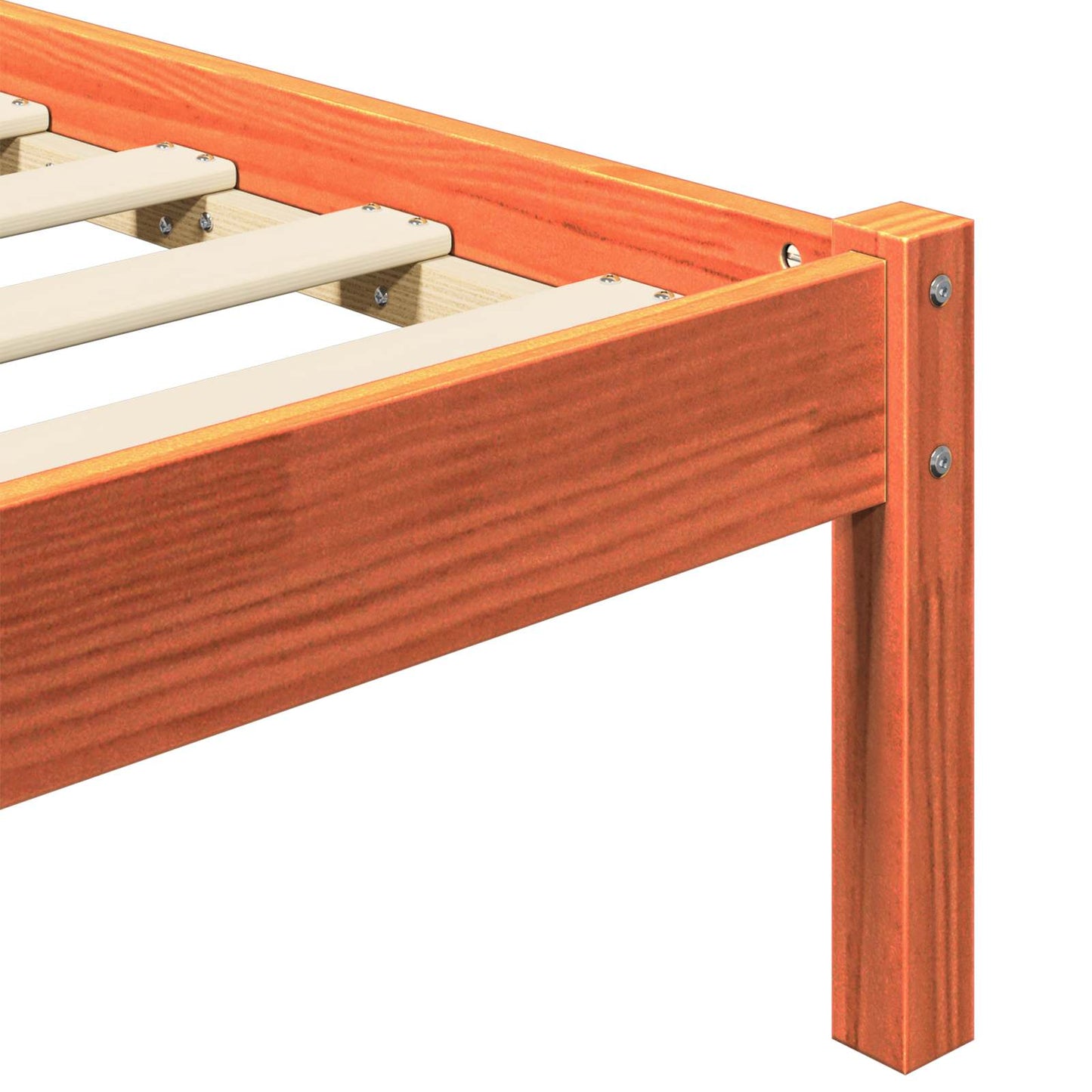 Bed Frame Wax Brown 205.5 x 155.5 x 100 cm Solid Pine Wood