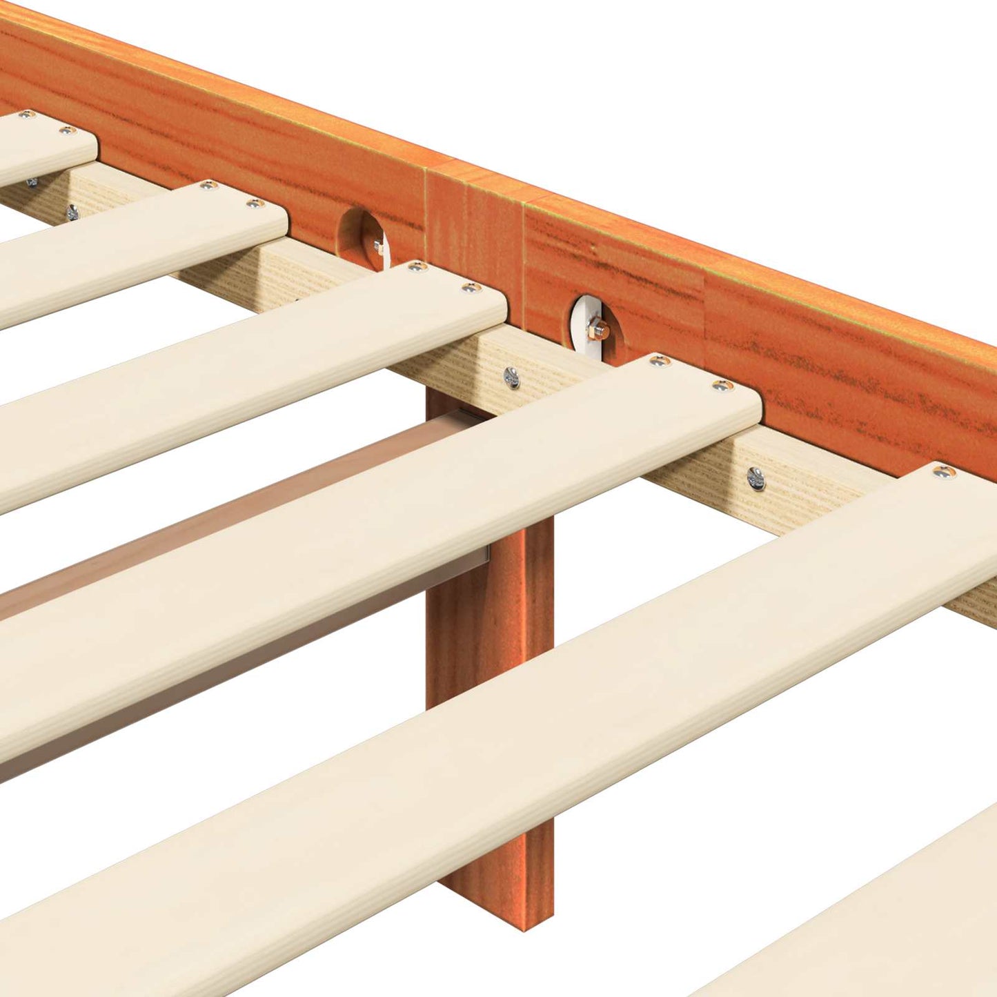 Bed Frame Wax Brown 205.5 x 155.5 x 100 cm Solid Pine Wood