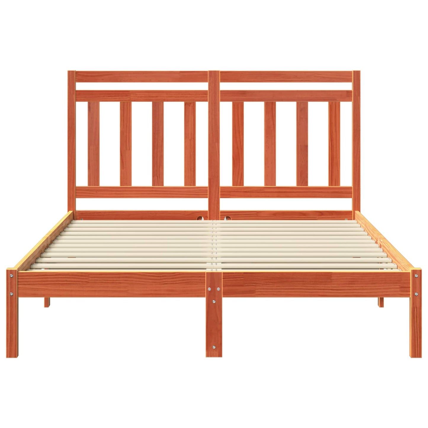 Bed Frame Wax Brown 205.5 x 155.5 x 100 cm Solid Pine Wood