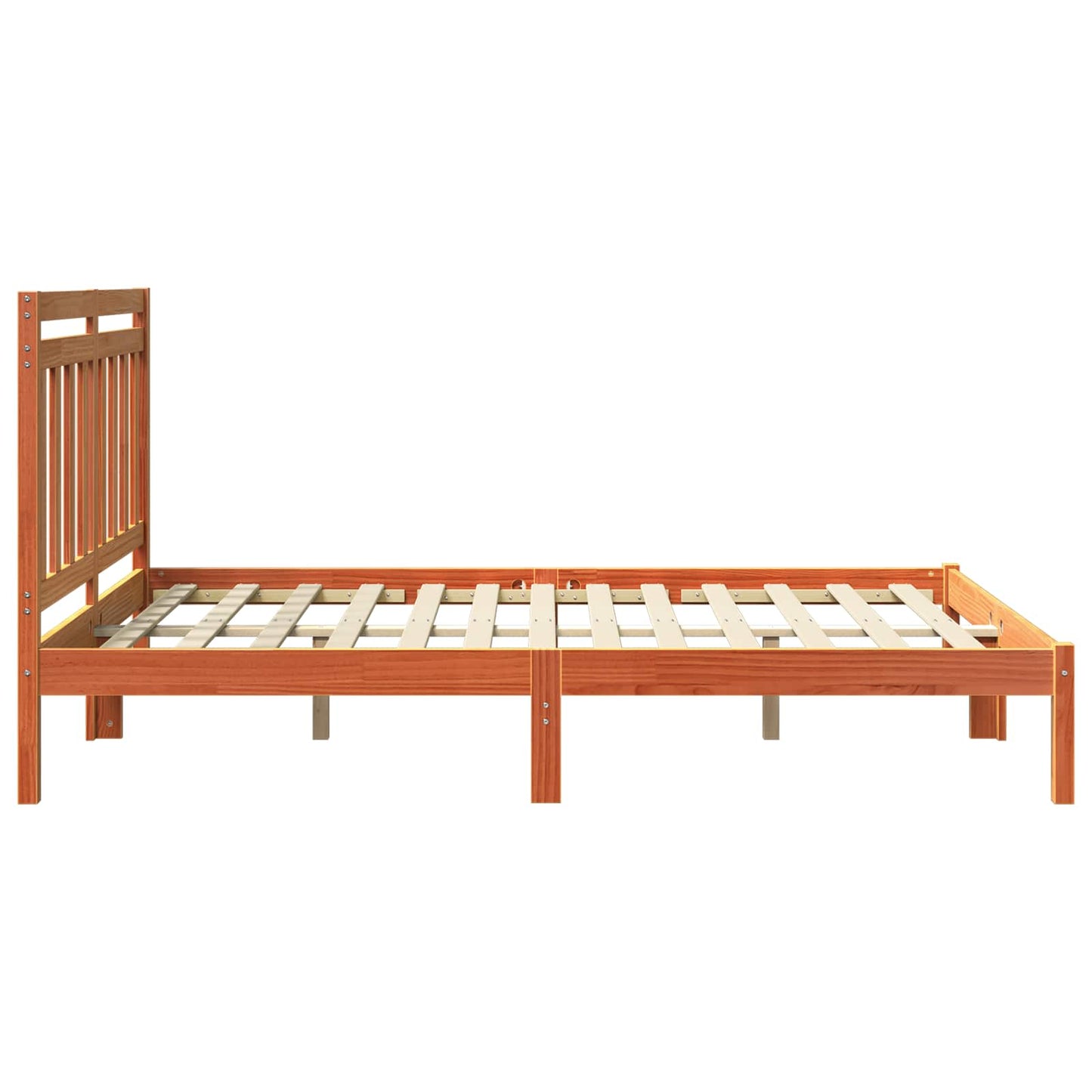Bed Frame Wax Brown 205.5 x 155.5 x 100 cm Solid Pine Wood