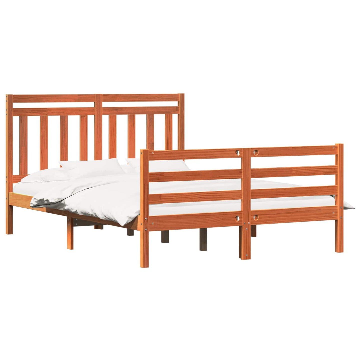 Bed Frame with Headboard Wax Brown 150 x 200 cm