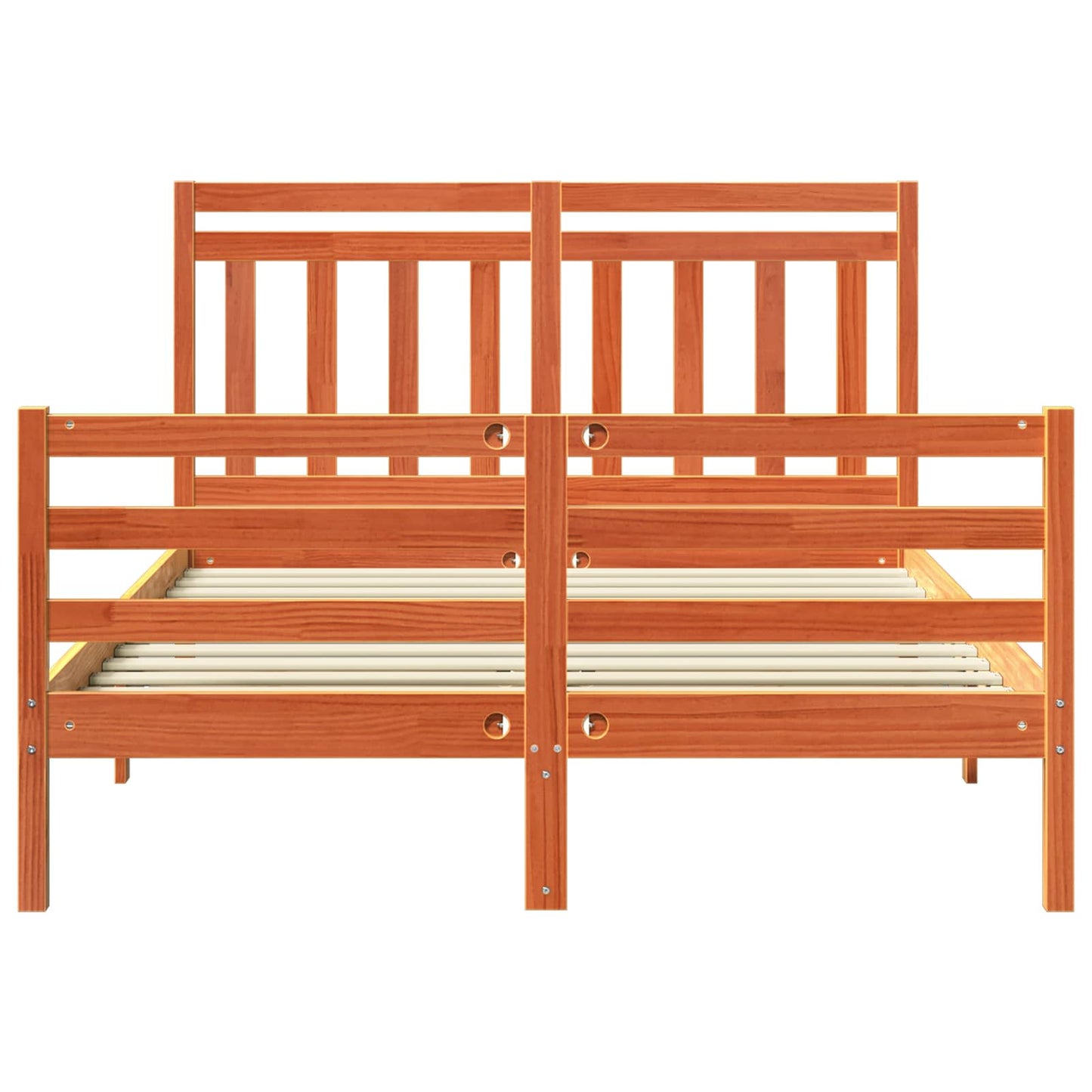 Bed Frame with Headboard Wax Brown 150 x 200 cm