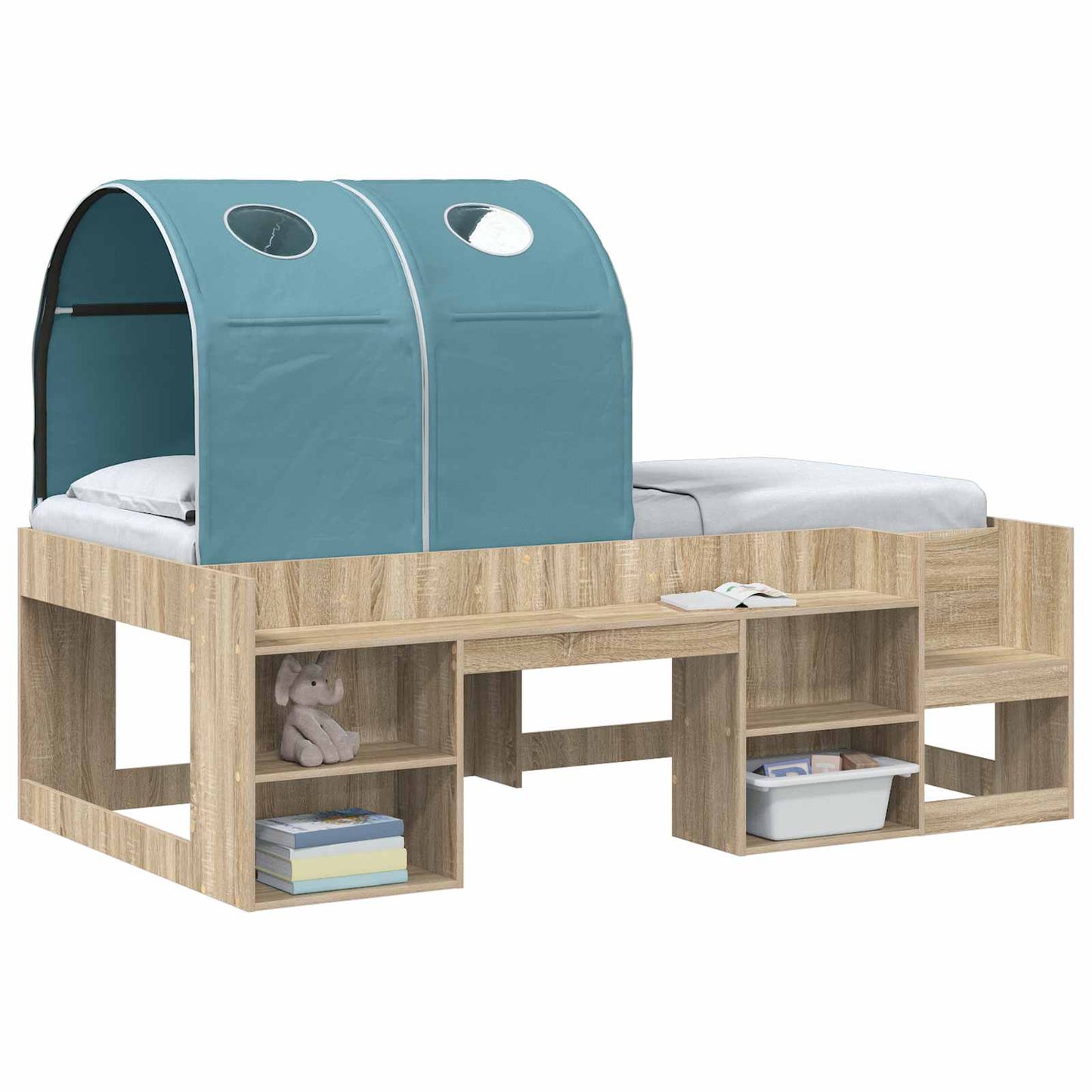 Bed Tunnel 2 pcs Light Blue 211 x 52.5 x 2 cm Polyester