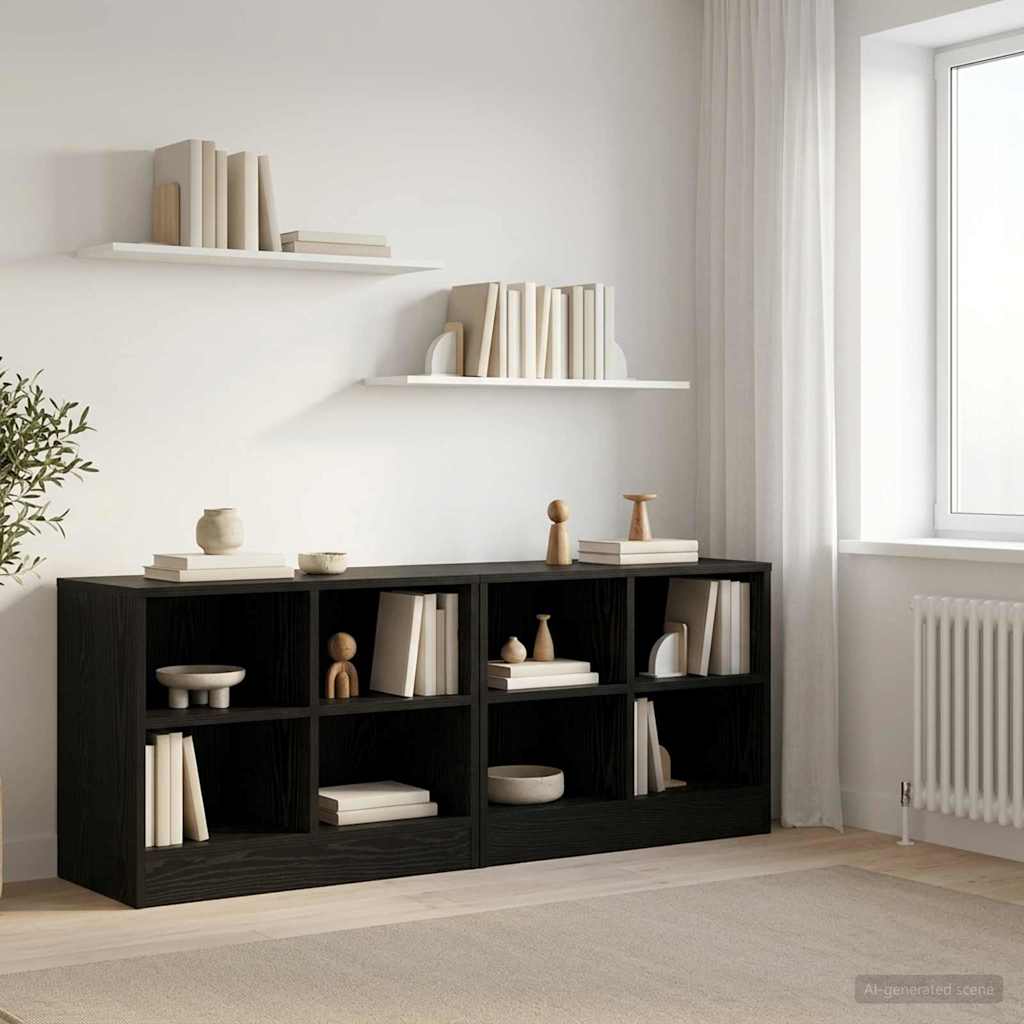 Bed Cabinet 2 pcs Black Oak 66 x 33 x 48 cm Engineered Wood